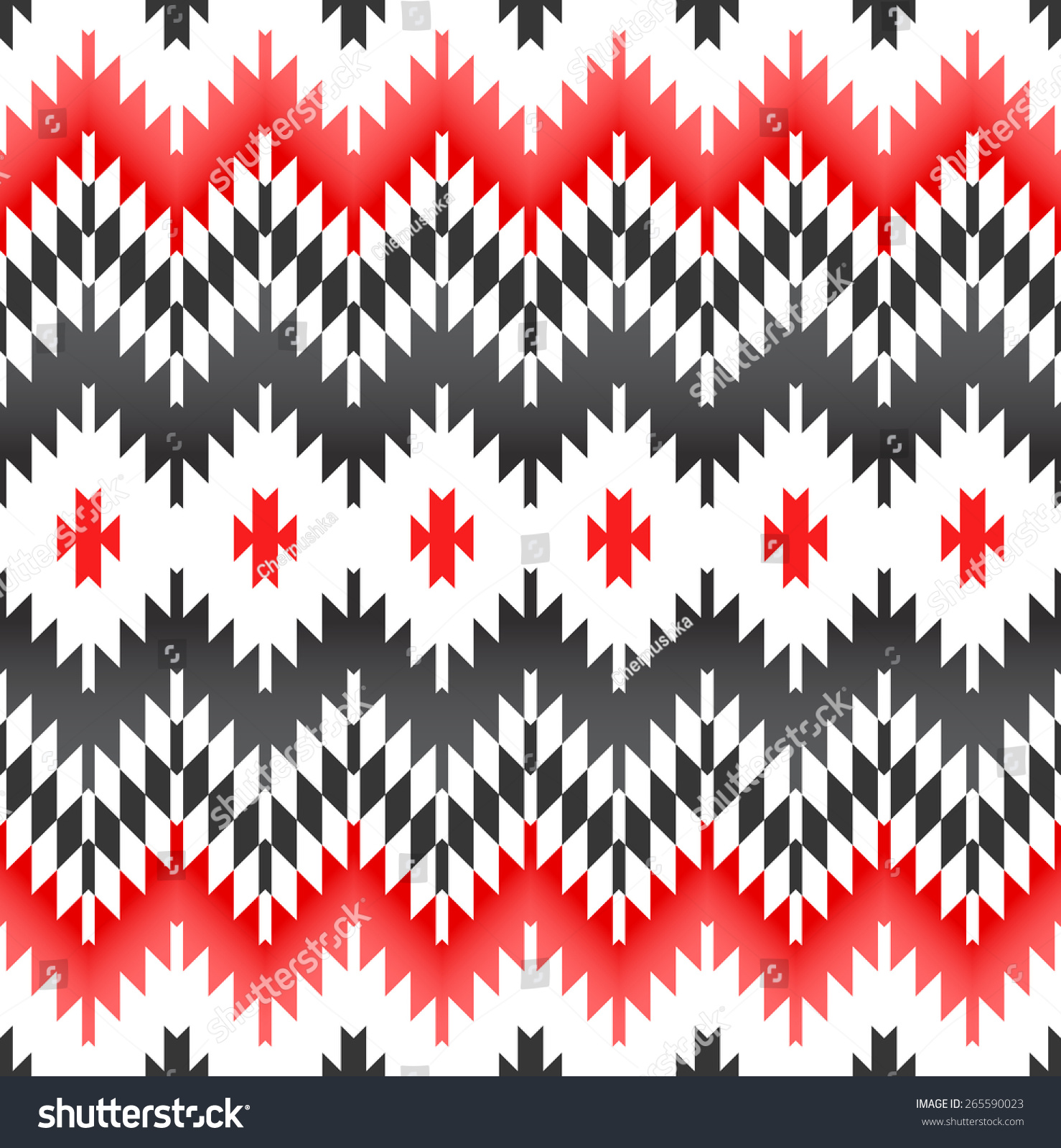 Tribal Seamless Grey Black White Red Geometric Pattern. Stock Vector ...