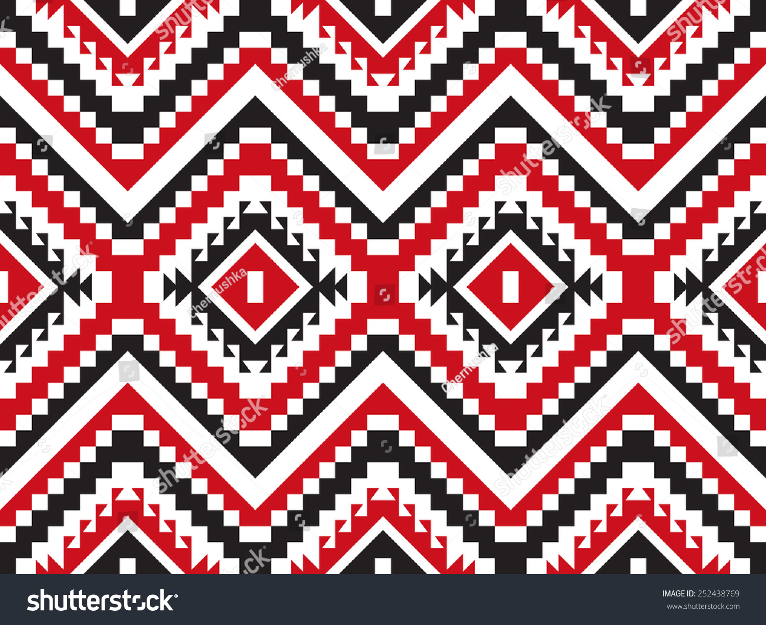 Tribal Seamless Red And Black Geometric Pattern. Stock Vector 252438769 ...