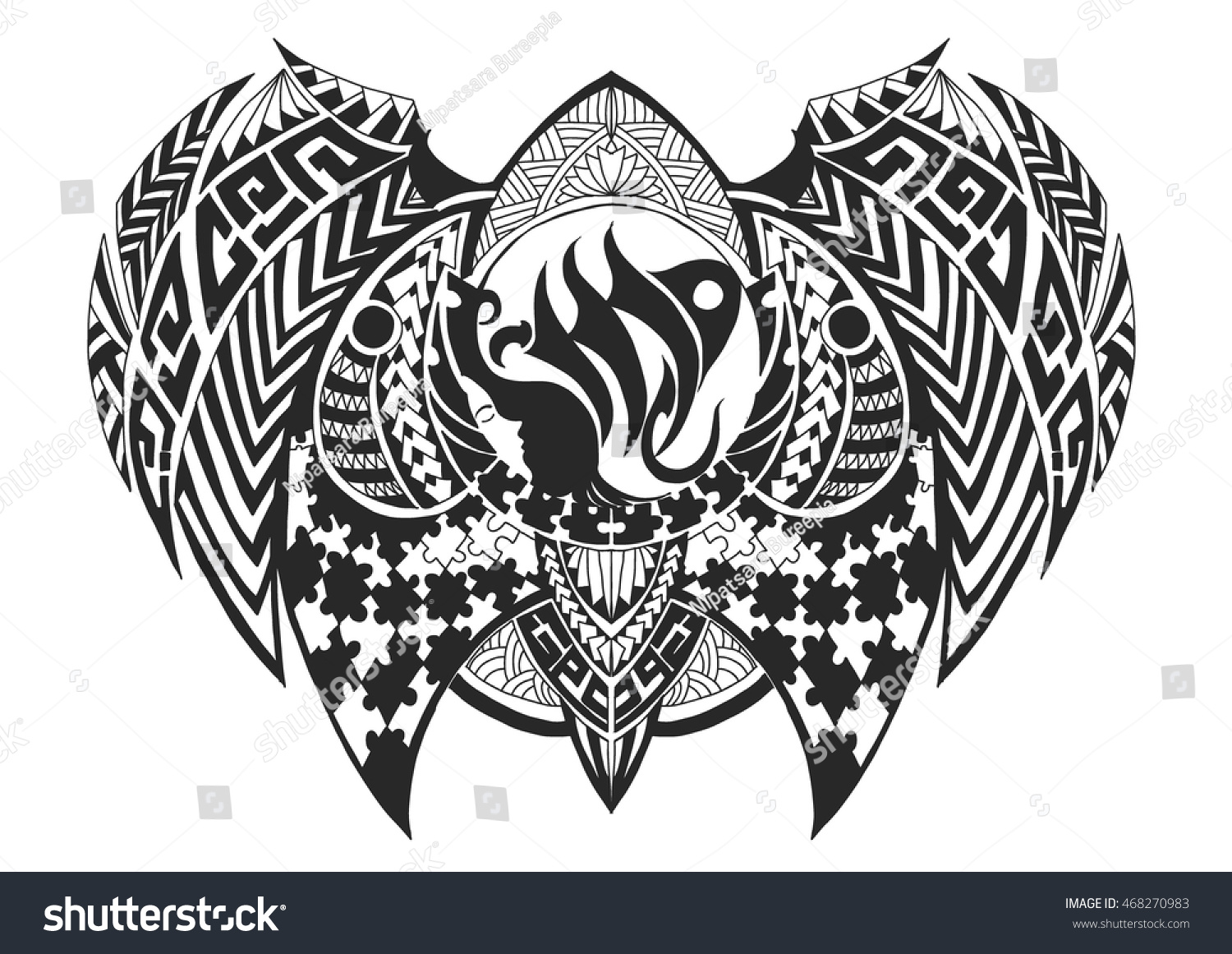 Tribal Style Zodiac Sign Virgo Tattoo Stock Vector Royalty Free 468270983