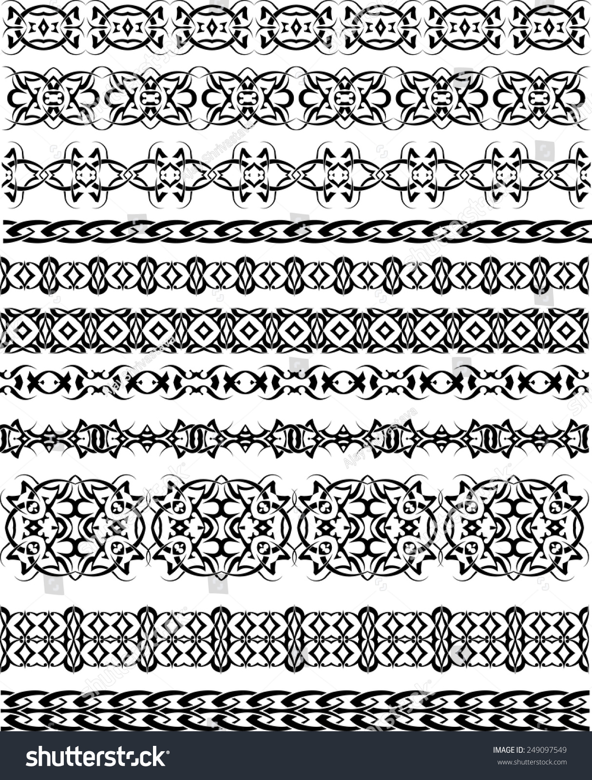 Tribal Tattoo Border Seamless Design Stock Vector 249097549 - Shutterstock