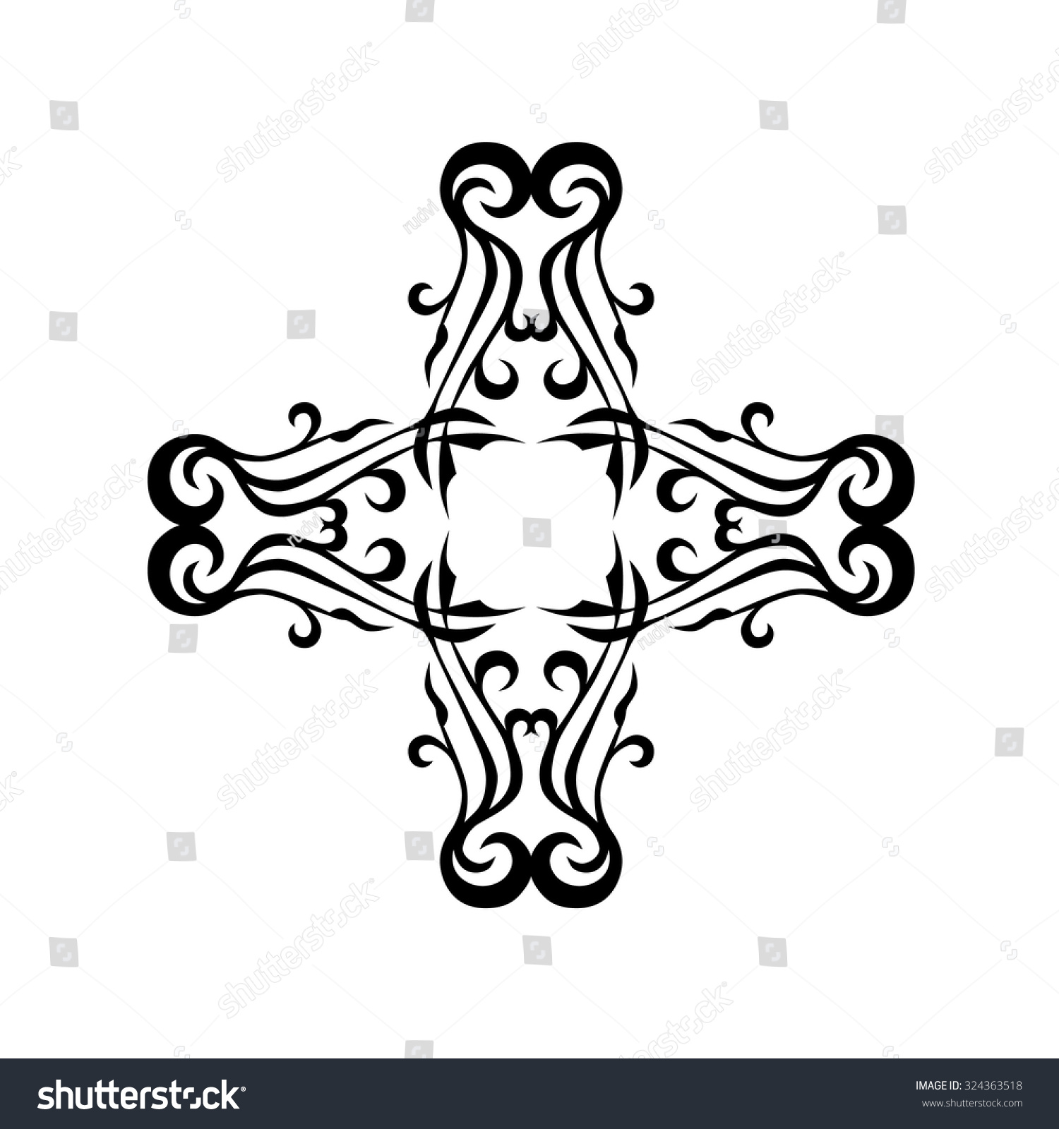 Vektor Stok Tribal Tattoo Design Vector Sketch Cross Tanpa Royalti   Stock Vector Tribal Tattoo Design Vector Sketch Cross Art Pattern Simple Logo Designer Isolated Abstract 324363518 