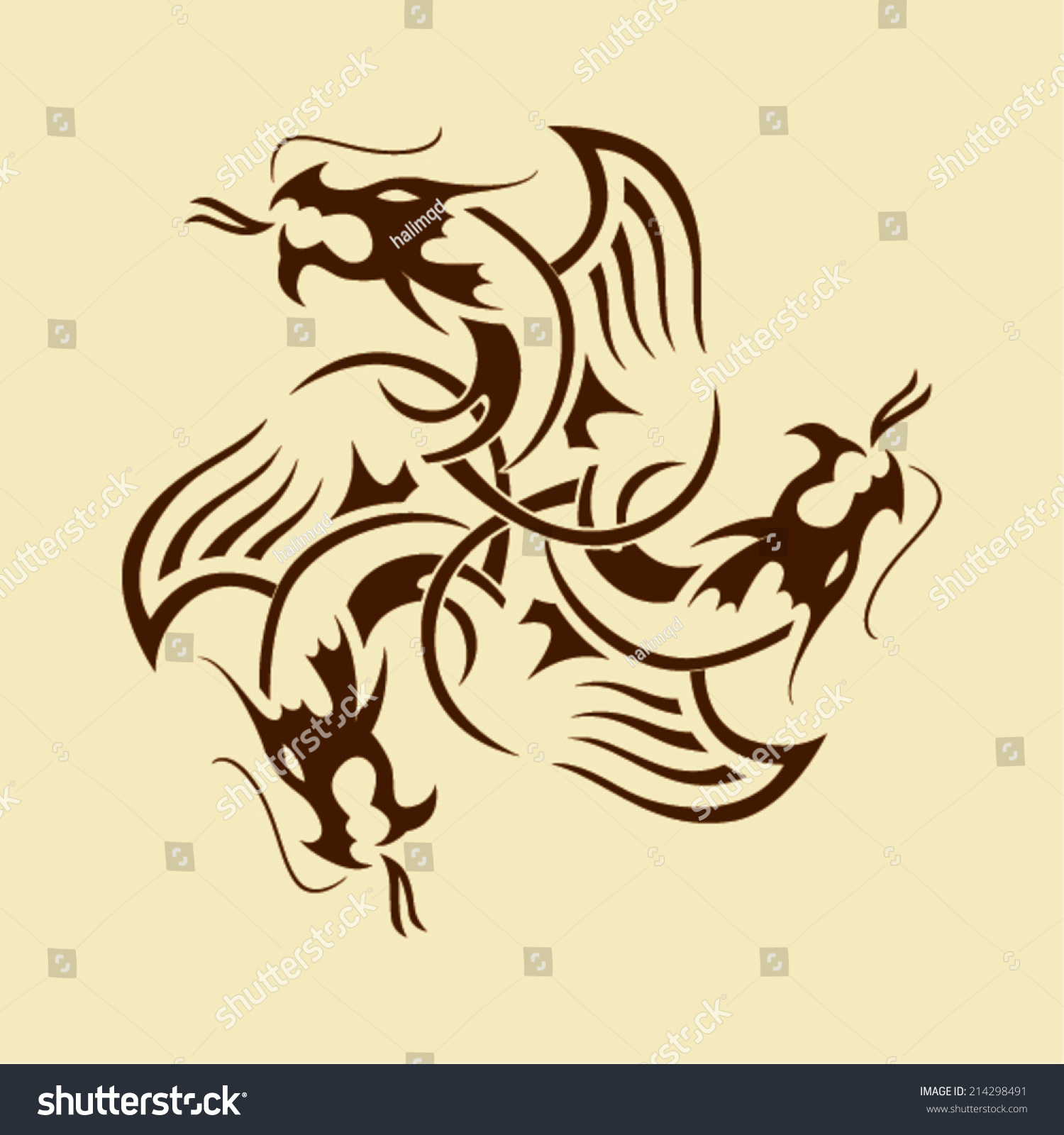 Tribal Tattoo Dragon: Vector De Stock (libre De Regalías) 214298491 ...