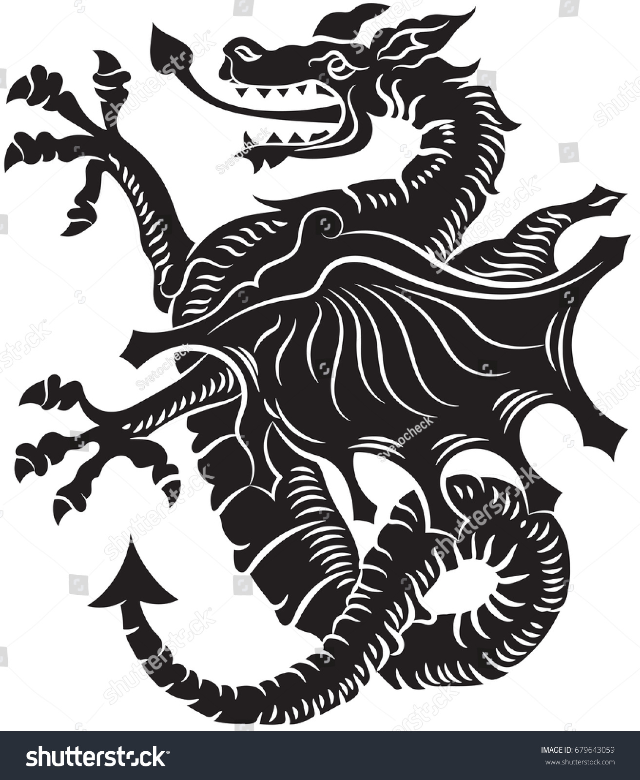 tribal tattoo dragon on white background stock vector 679643059 tribal tattoo dragon on white background stock vector 679643059