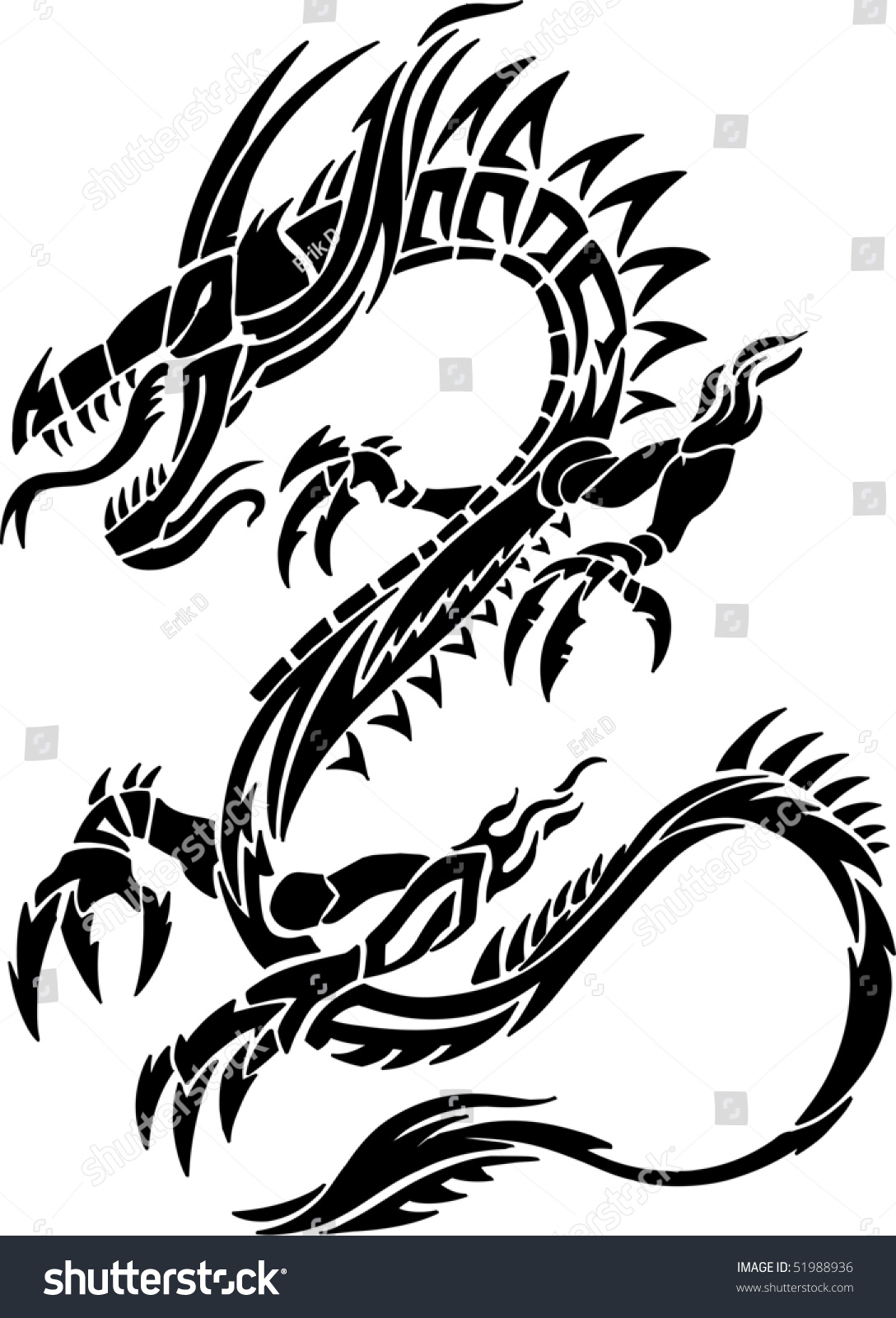 Tribal Tattoo Dragon Vector Illustration Stock Vector 51988936 ...