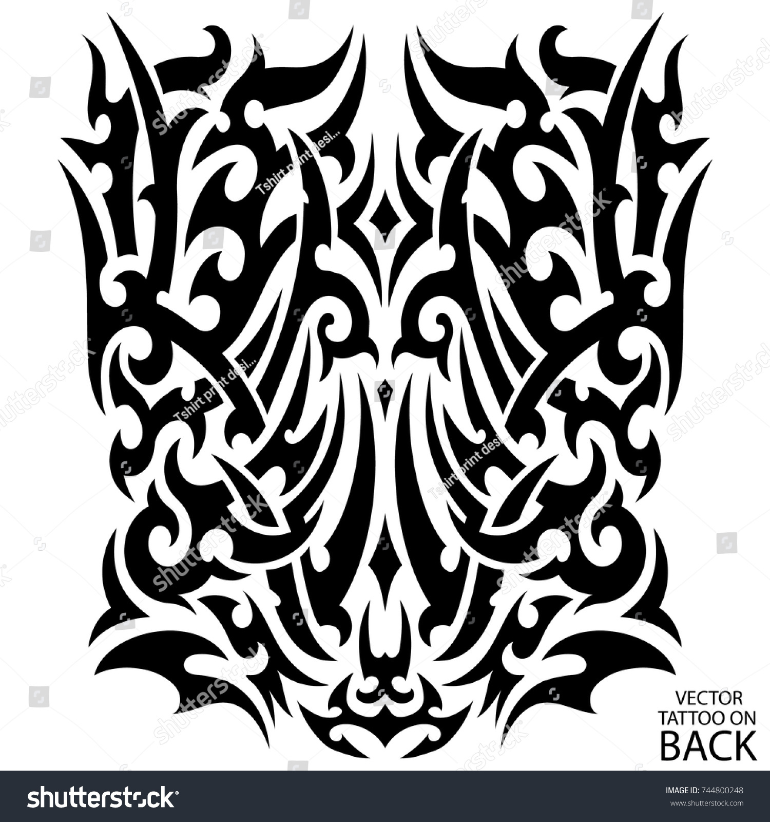 Tribal Tattoo On Back Chest Forearm เวกเตอร์สต็อก ปลอดค่าลิขสิทธิ์