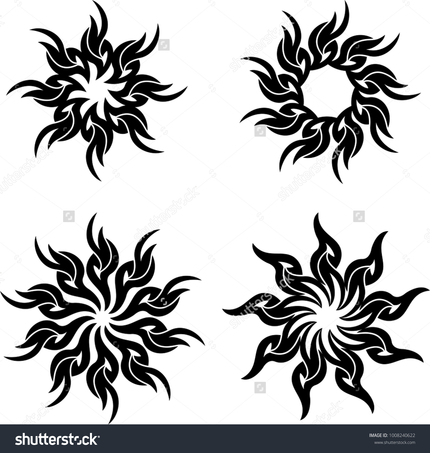 Tribal Tattoo Sun Flame Tribal Design Stock Vector (Royalty Free ...