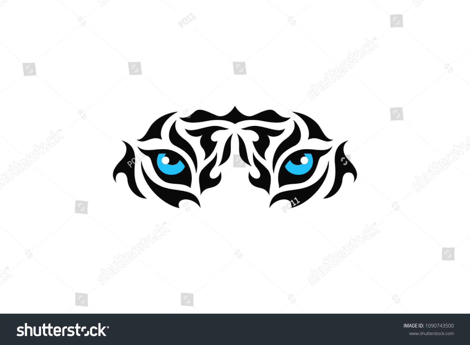 Tribal Tattoo Tiger Eyes Vetor Stock Livre De Direitos 1090743500 Shutterstock 