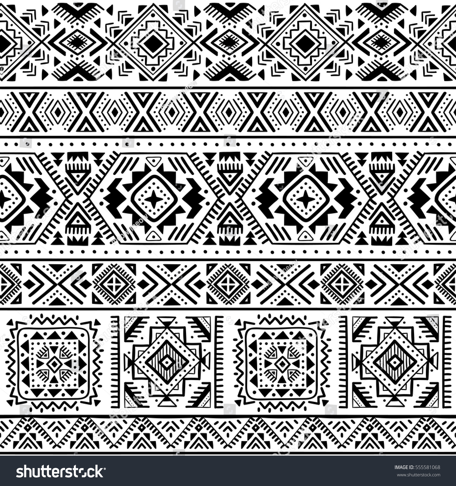 Tribal Vector Seamless Pattern Doodle Ornament Stock Vector 555581068 ...