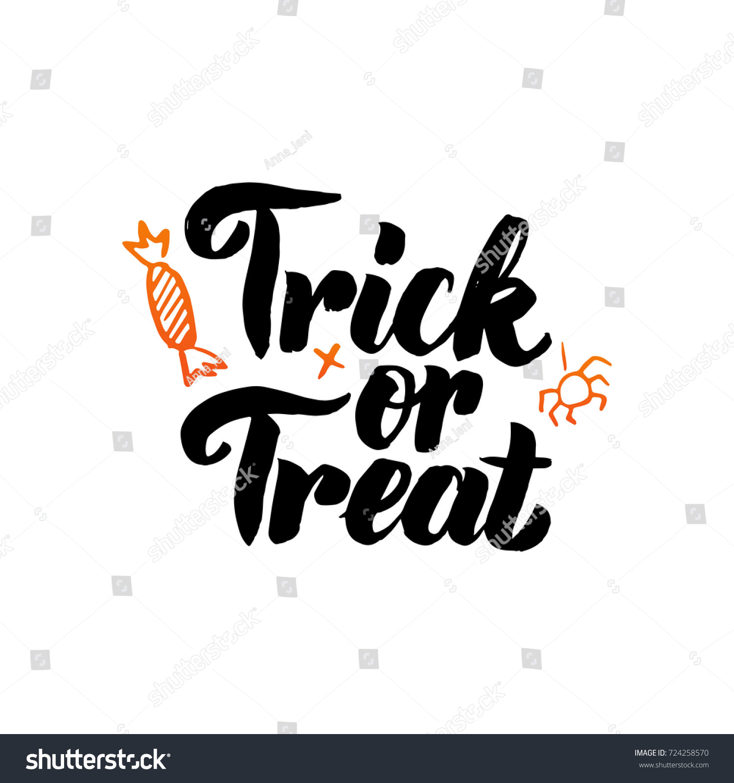 Trick Treat Isolated Calligraphy Vector Illustration Stock Vector