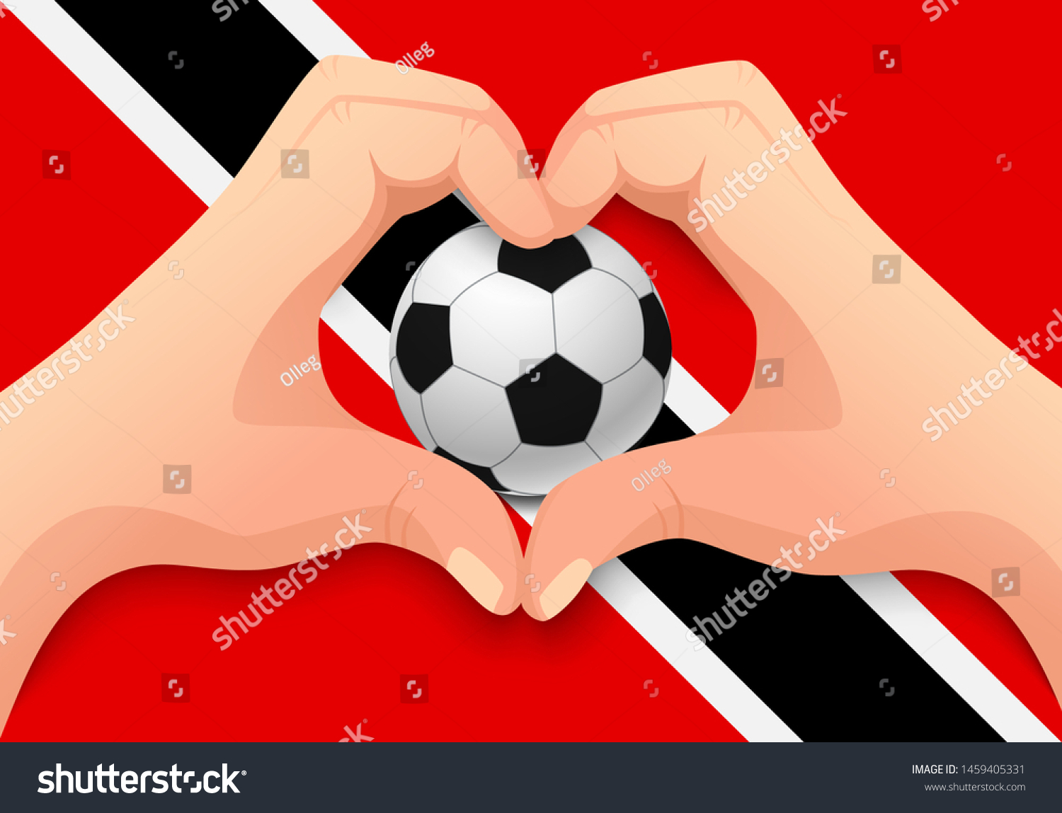 Trinidad Tobago Flag Hand Heart Shape Stock Vector Royalty Free