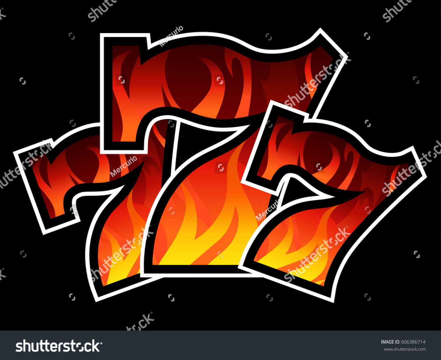 Triple Lucky Blazing Sevens Vector Illustration Stock Vector Royalty Free 606386714 Shutterstock 5670