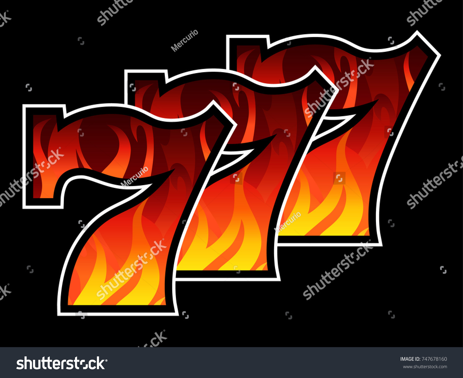 Triple Lucky Blazing Sevens Vector Illustration Stock Vector Royalty Free 747678160 Shutterstock 3156