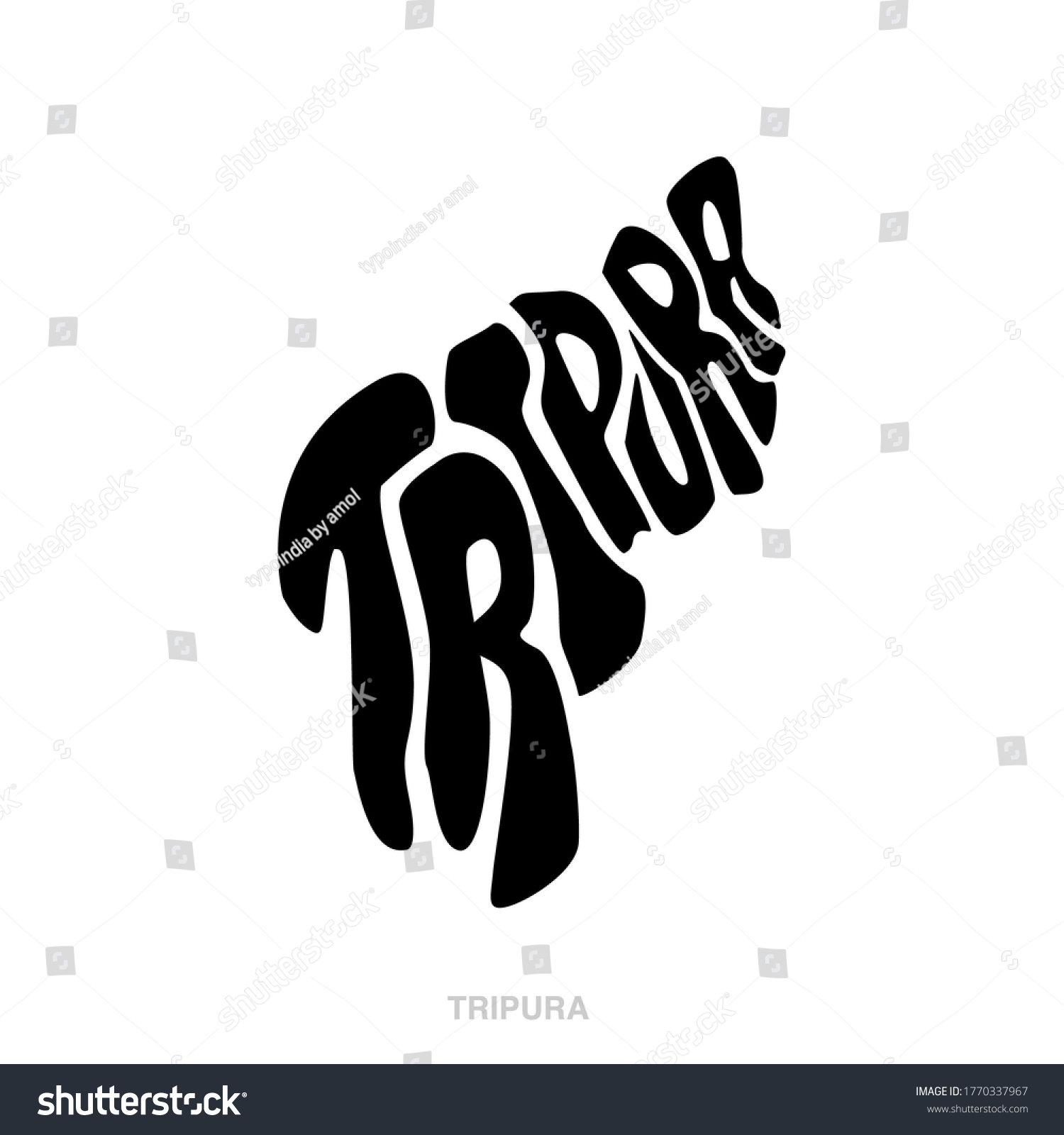 Tripura Written Tripuras Map Form Lettering Stock Vector (Royalty Free ...