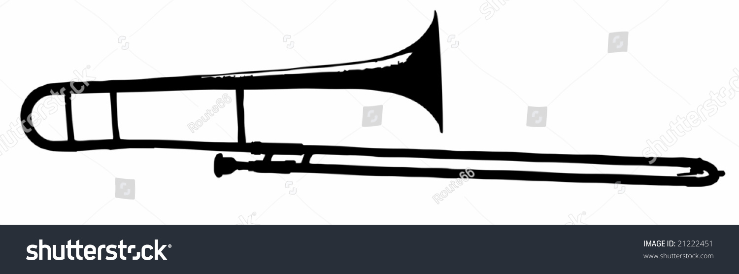 Trombone Coulisse Silhouette Isolated Vector Illustration Stock Vector Royalty Free