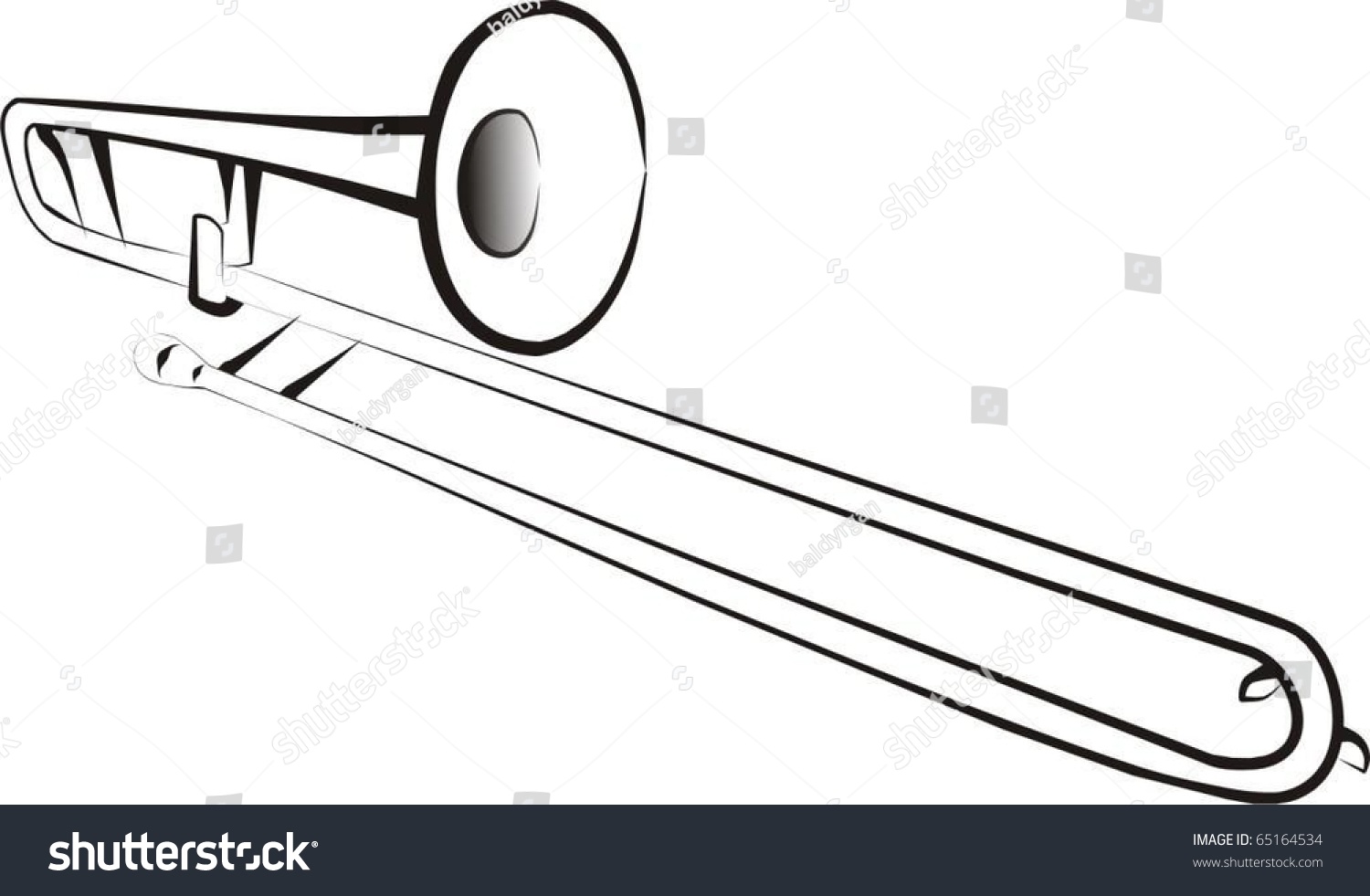 black and white trombone musical instrument clip art preview