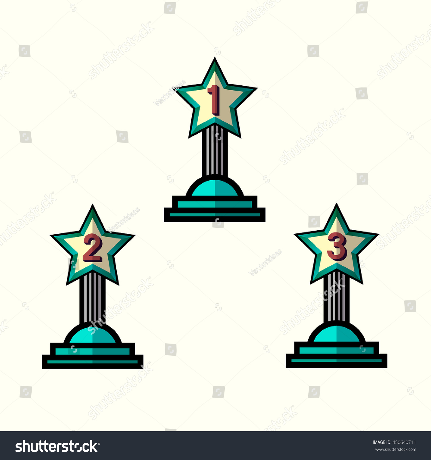 Trophy Award First Second Third Winner: vector de stock (libre de ...