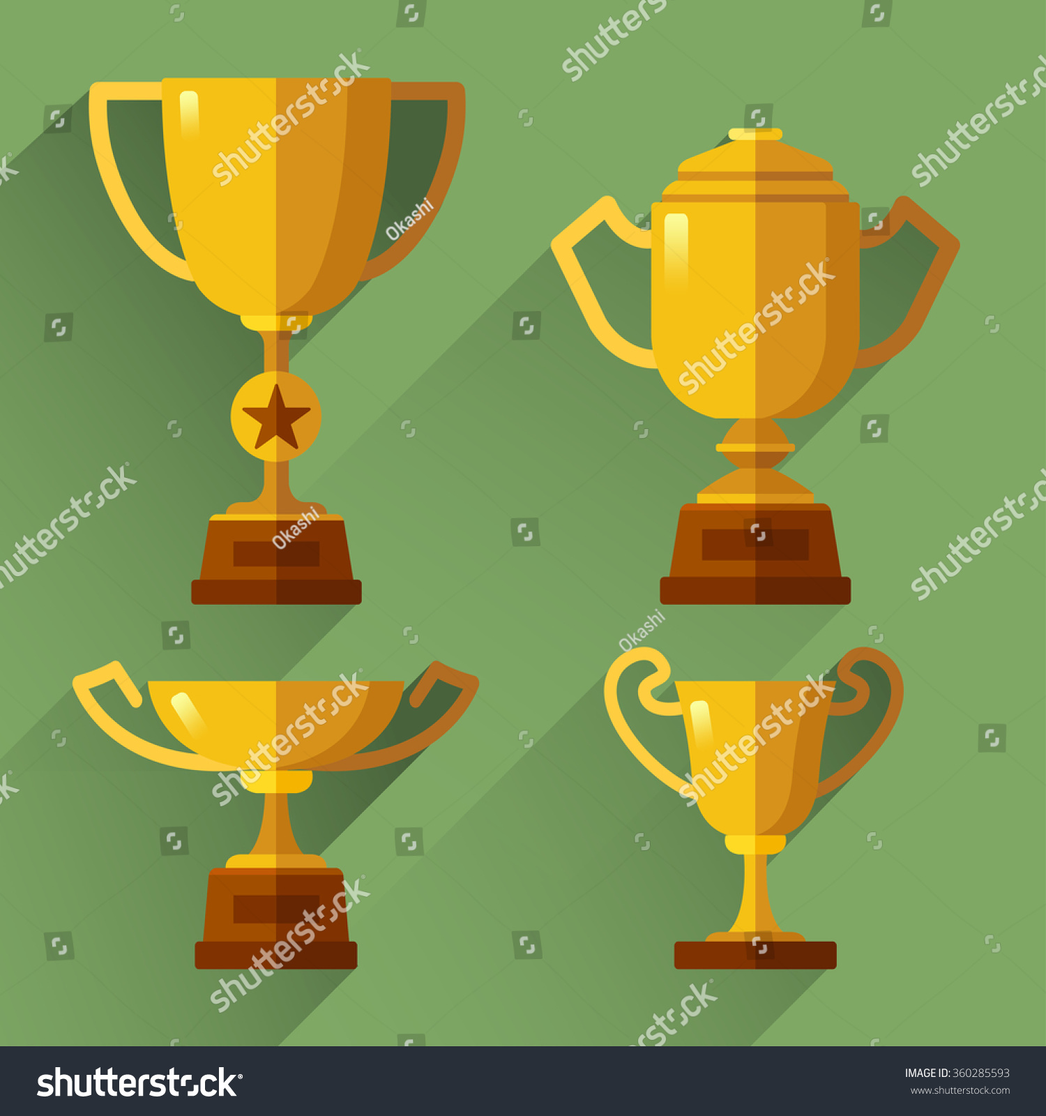 Trophy Cup Flat Icon Vector Illustration Stock Vector 360285593
