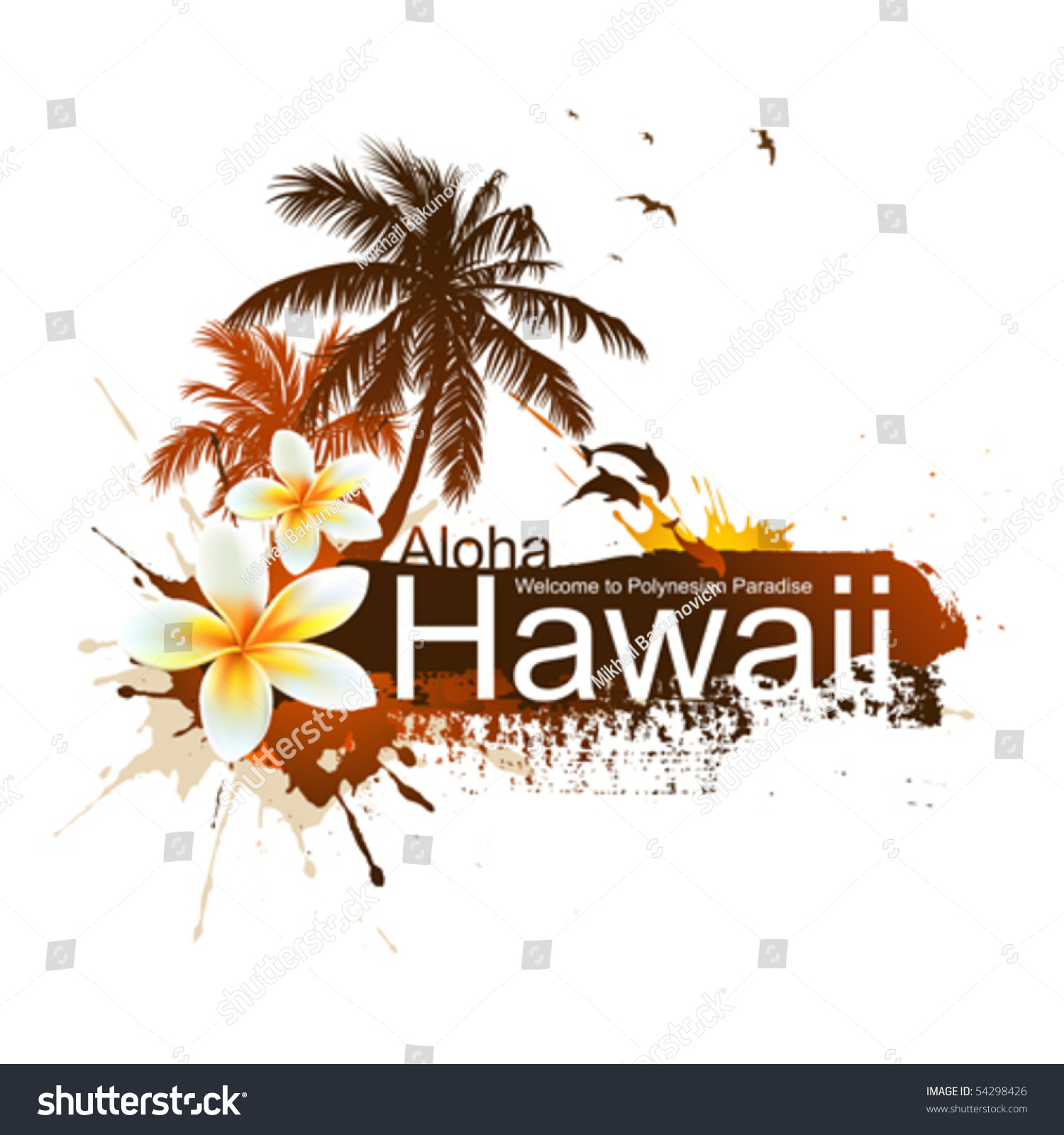 Tropical Background Aloha Hawaii Vector Palms Stock Vector 54298426 ...