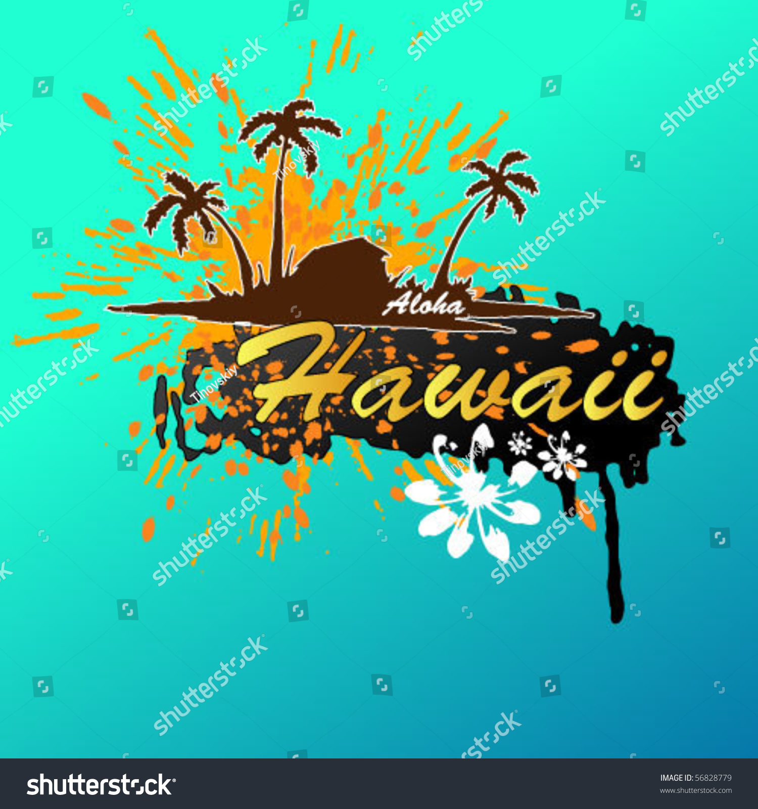 Tropical Background Aloha Hawaii Vector Palms Stock Vector 56828779 ...
