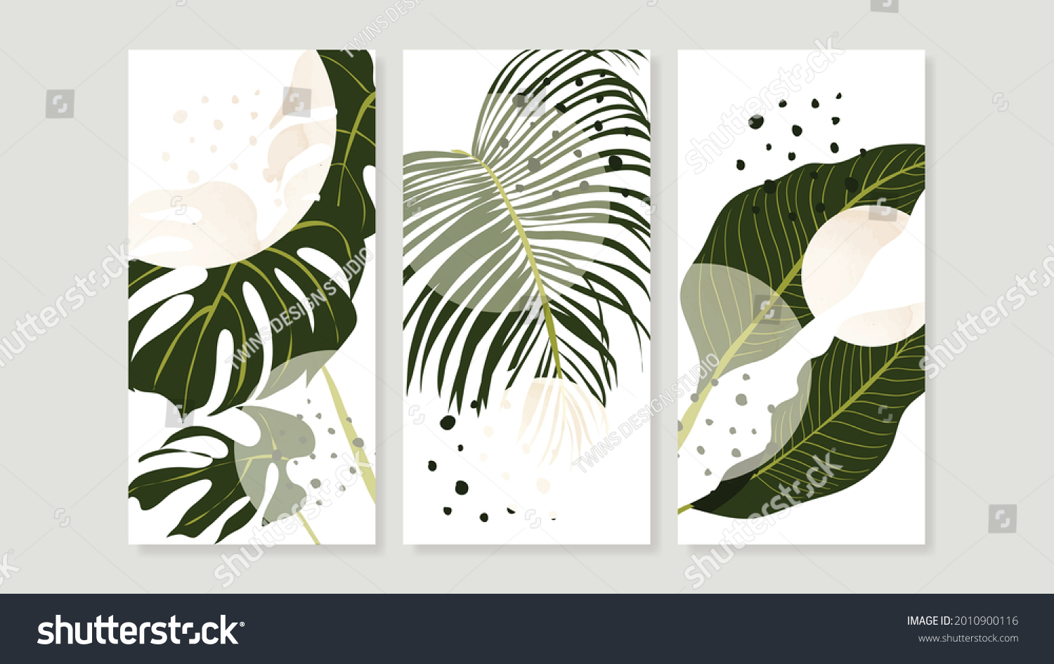 Tropical Botanical Triptych Wall Art Vector Stock Vector (Royalty Free ...