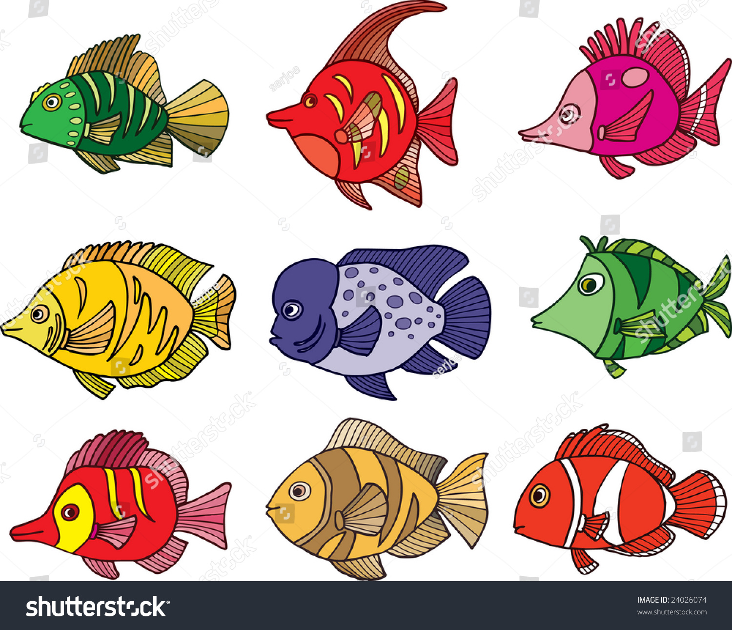 Tropical Fish Collection Vector Illustration Stock Vector 24026074 ...