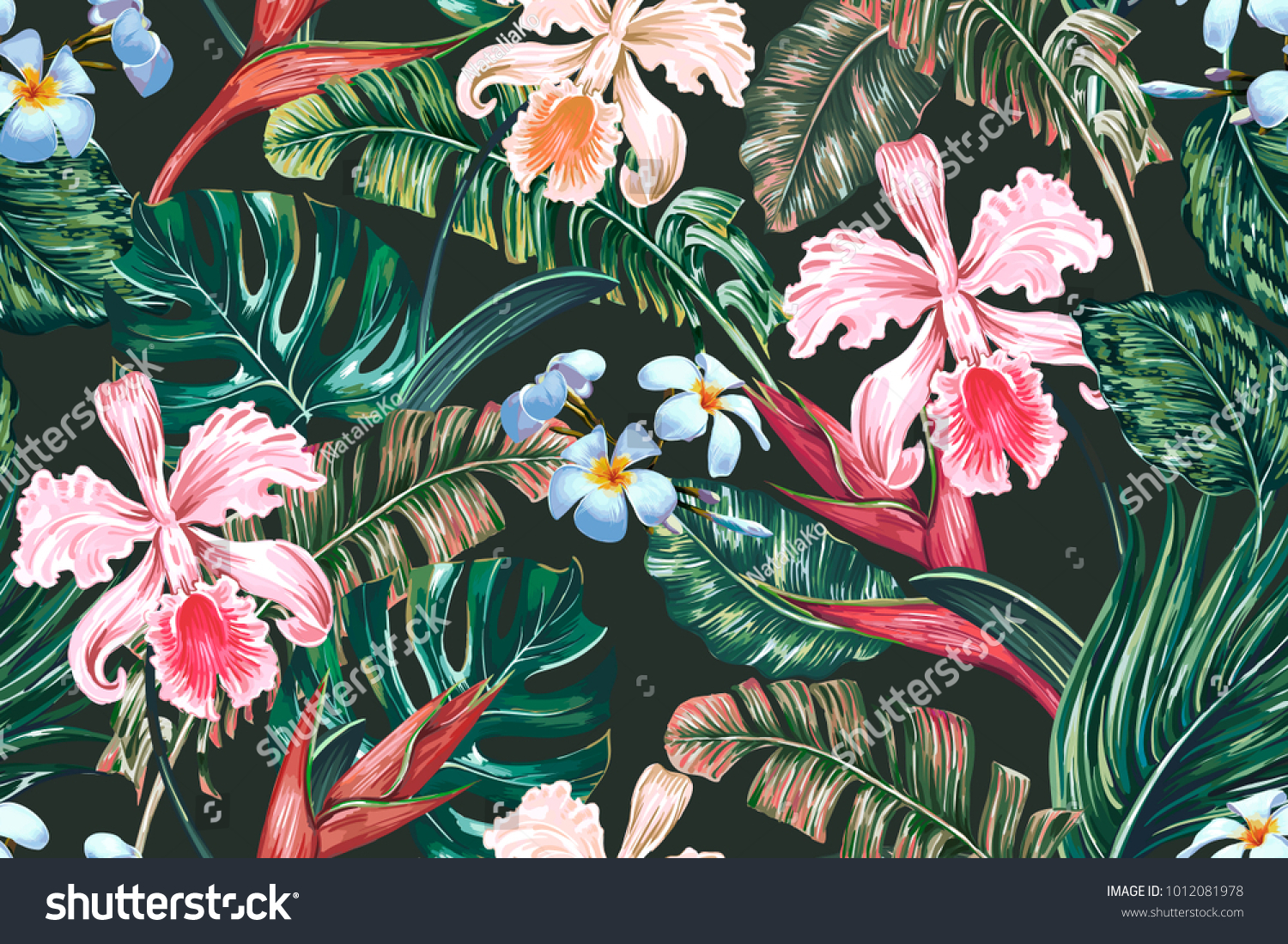 Exotic Leaves Hawaiian Style Caribbean Plants Botanical Eco Pattern,60CM Over Knee High Socks 