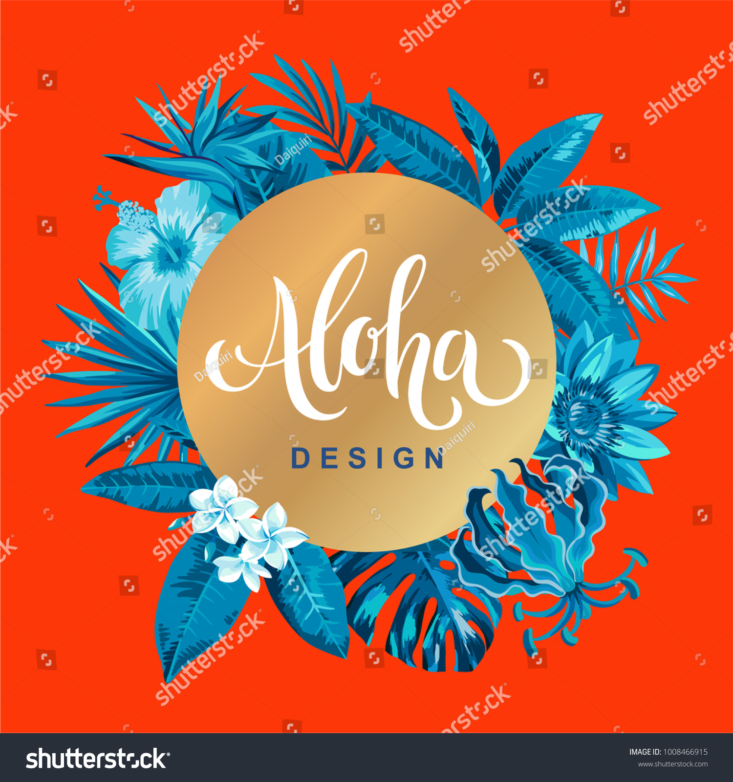 Tropical Hawaiian Flyer Palm Leaves Exotic Stock Vector (Royalty Free ...