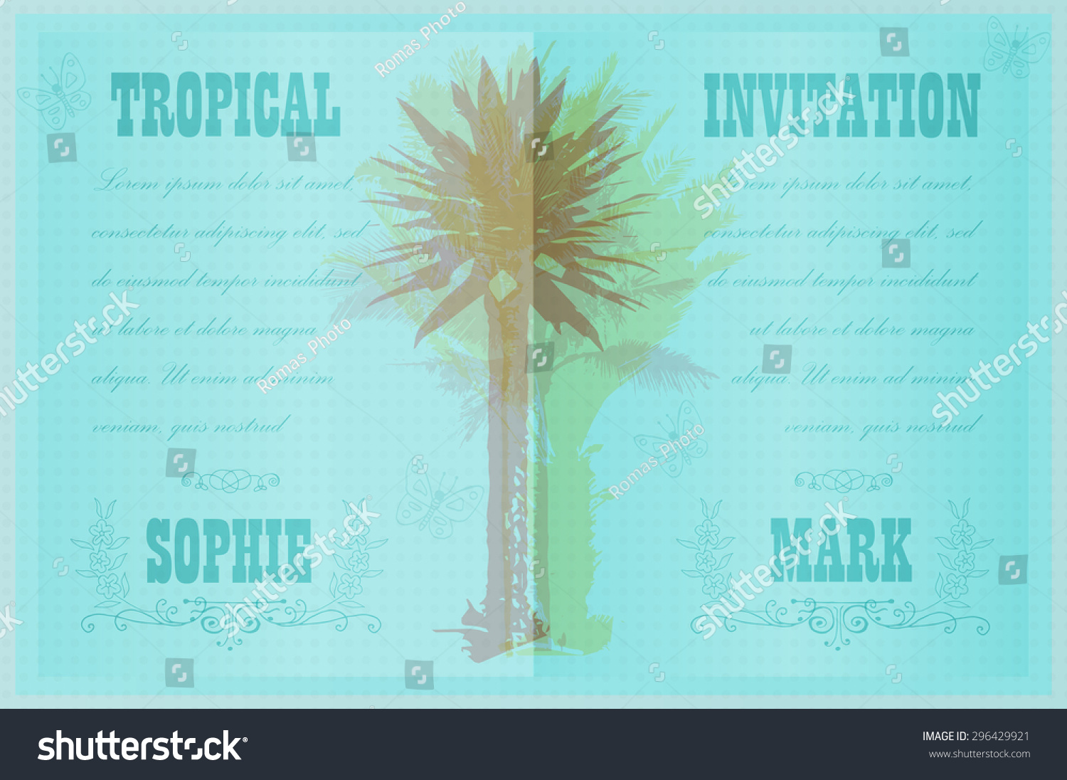 tropical invitation template for wedding engagement and other