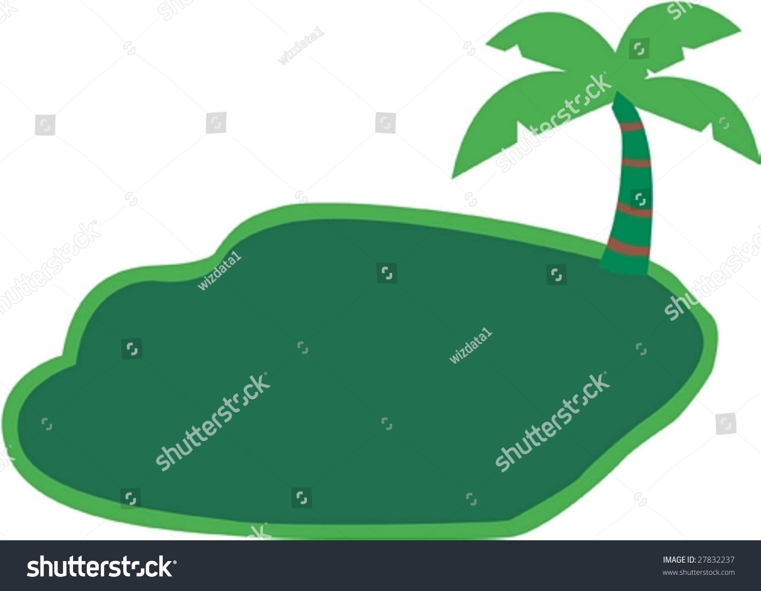 green palm tree and island design clip art preview
