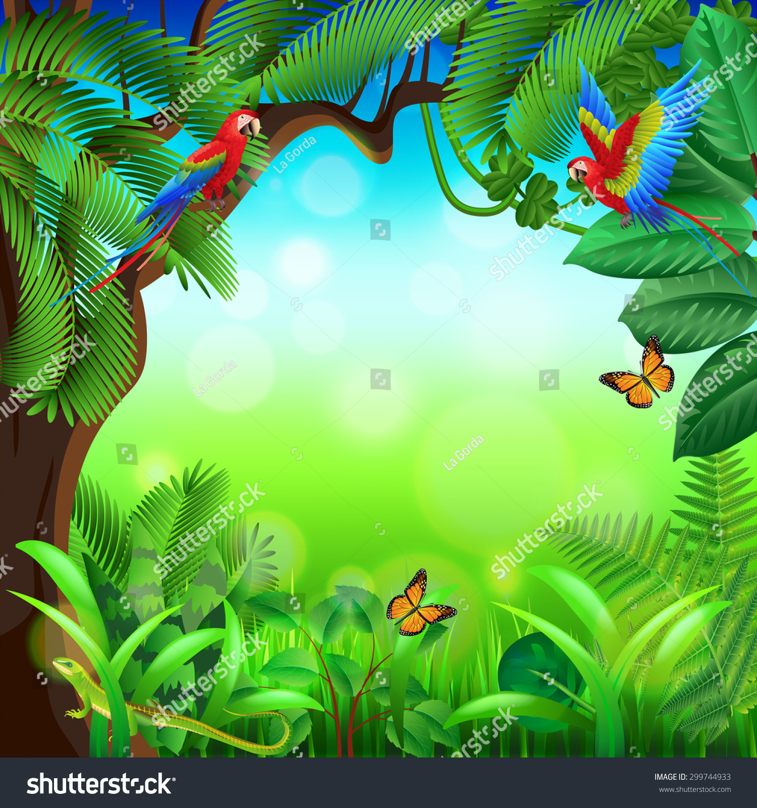 Tropical Jungle Animals Photo Realistic Vector Stock Vector 299744933 ...