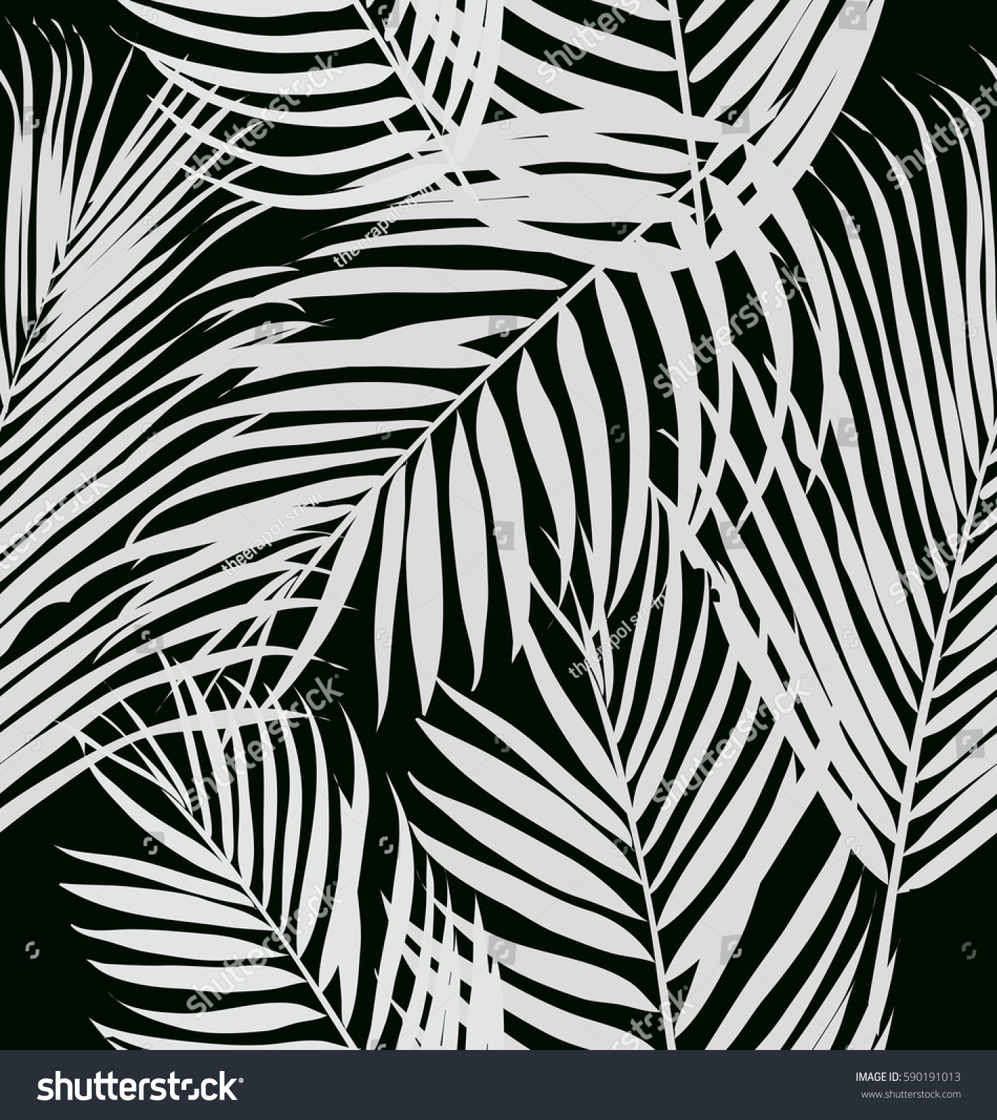 Tropical Palm Leaves Pattern Stock Vector Royalty Free 590191013