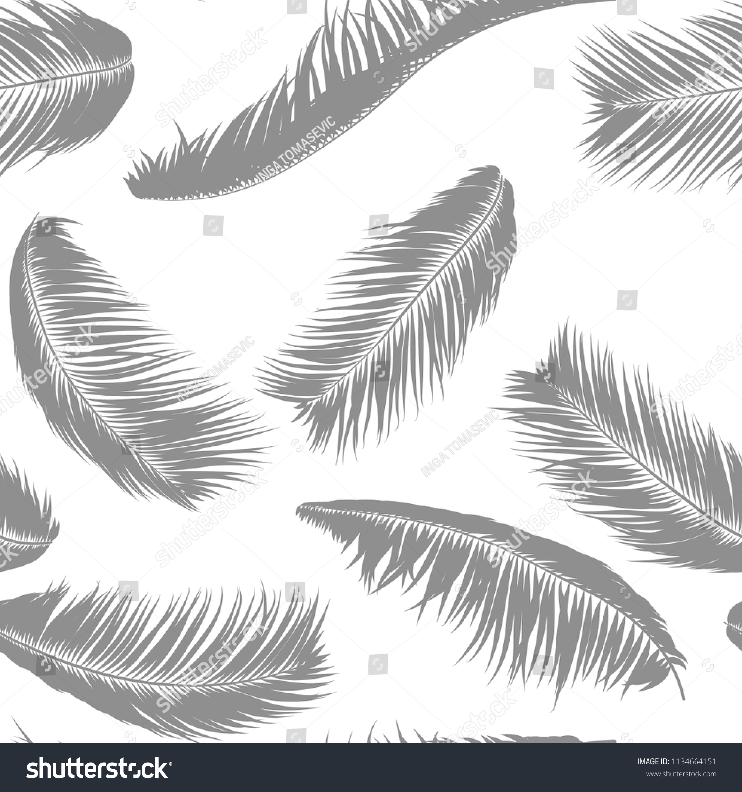 Tropical Palm Tree Leaves Vector Seamless Stock Vector Royalty