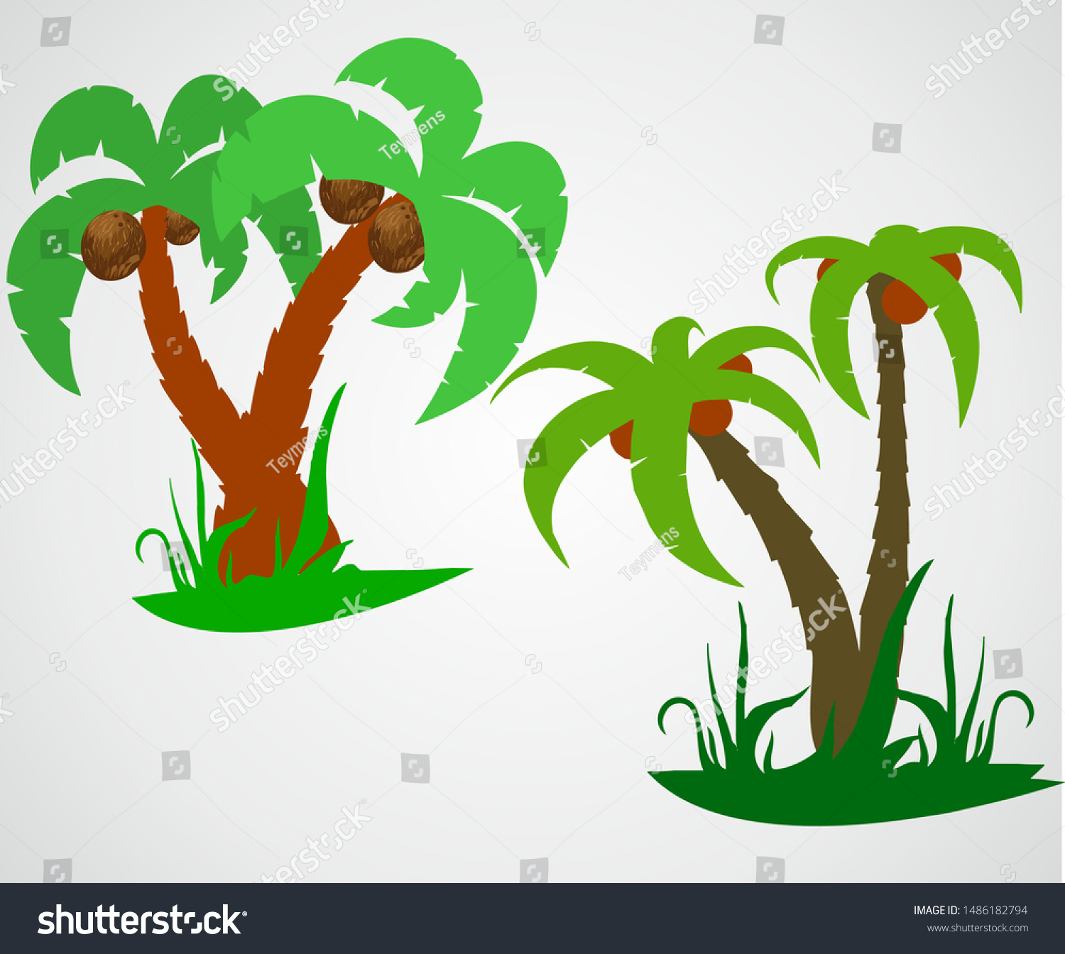 SVG of Tropical palm trees, Coconut tree Green herbs in the roots VECTOR illustration svg