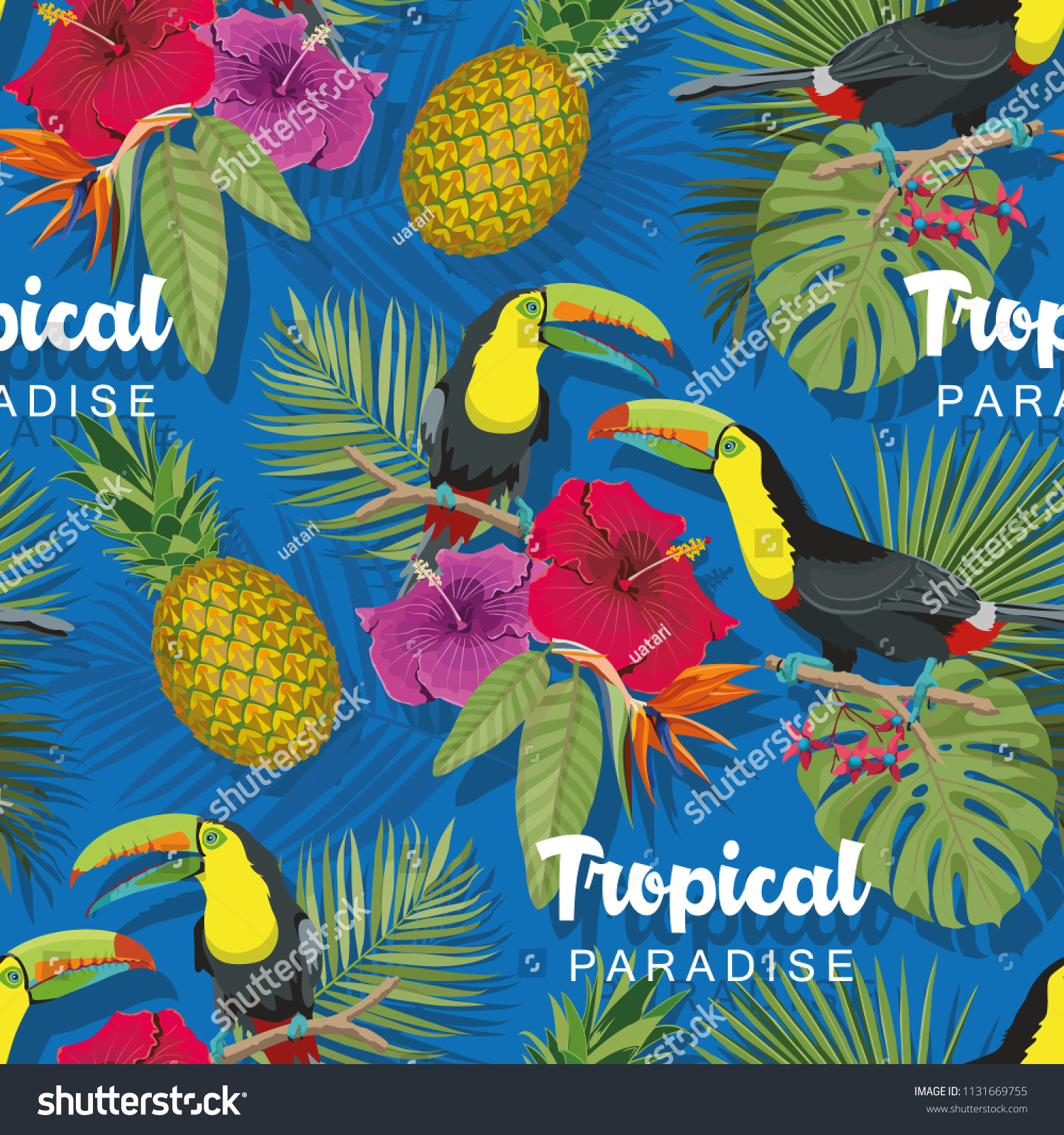 Tropical Paradise Pattern Tropical Background Hawaii Stock Vector Royalty Free
