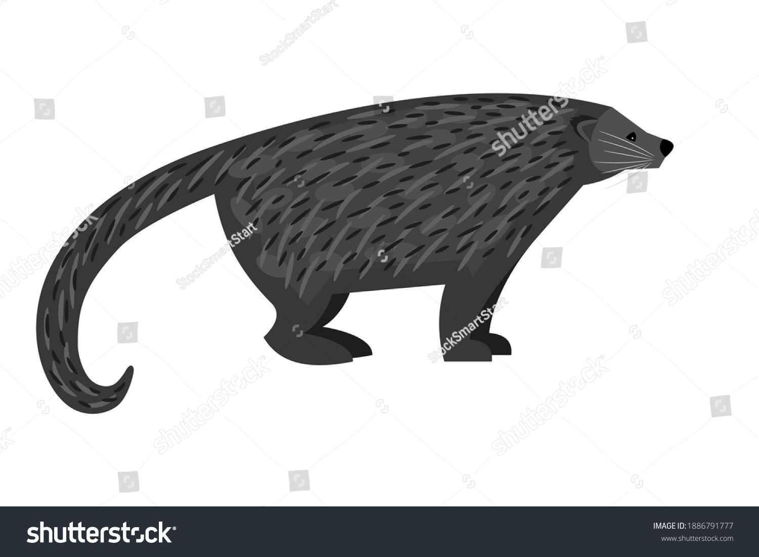SVG of Tropical predator. Cartoon binturong, wild nature character, vector illustration asian pet of wildlife isolated on white background svg