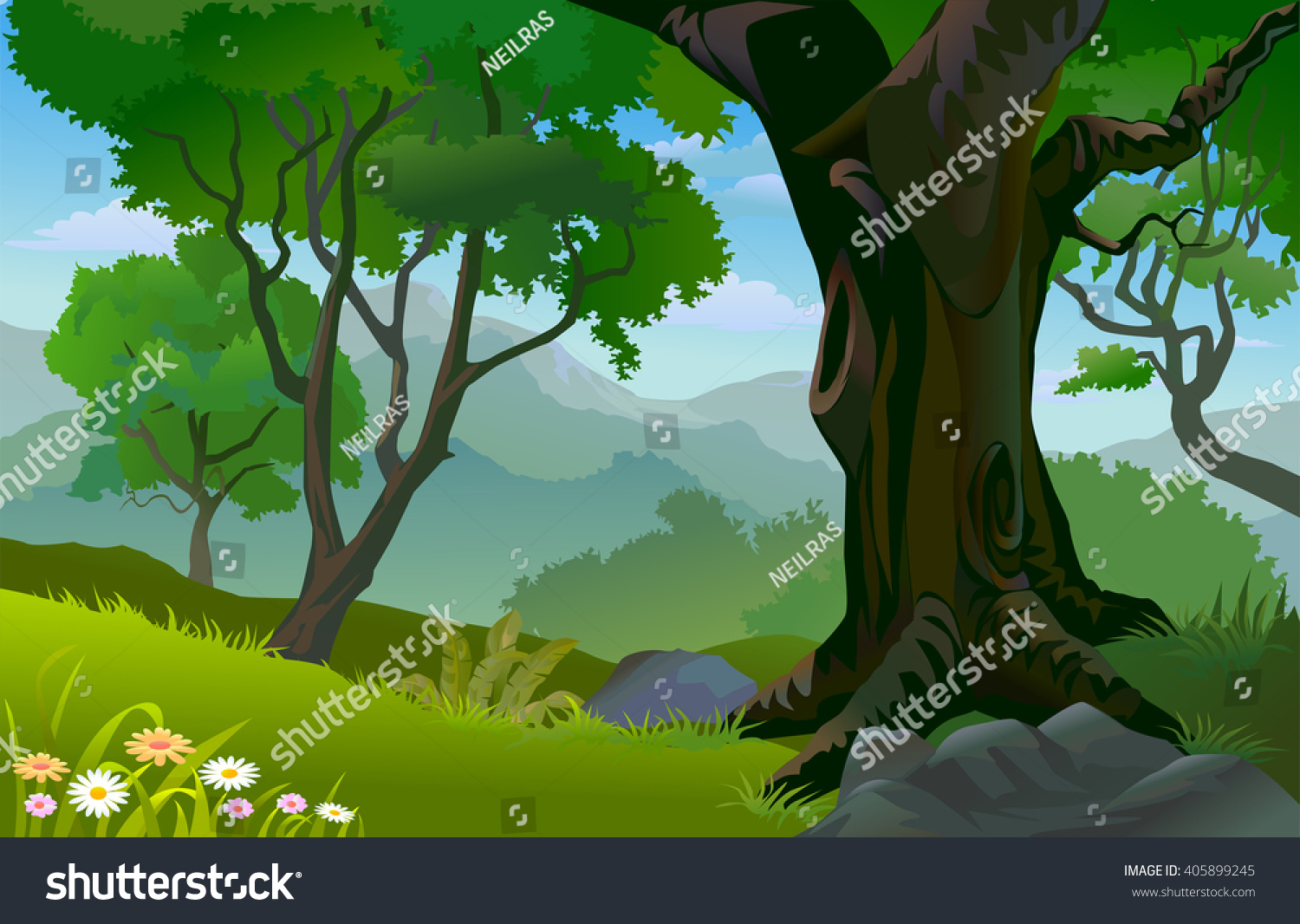 Tropical Rain Forest Trees Summer Stock Vector 405899245 - Shutterstock