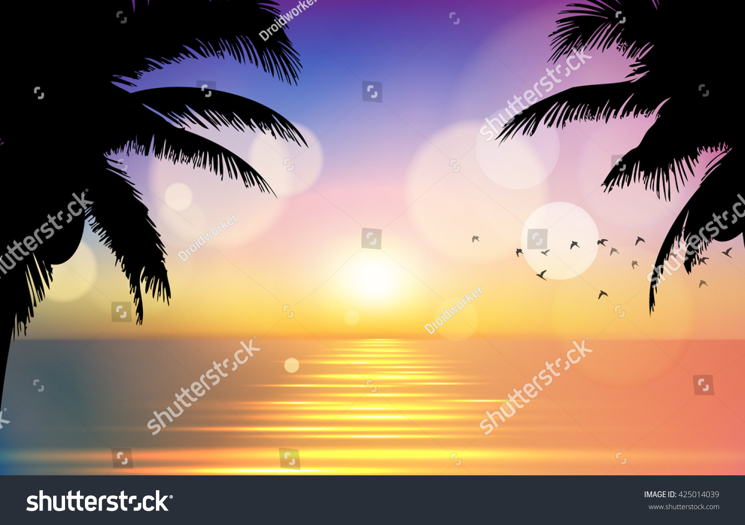 Tropical Sunset Palm Trees Stock Vector Royalty Free 425014039 Shutterstock 1432