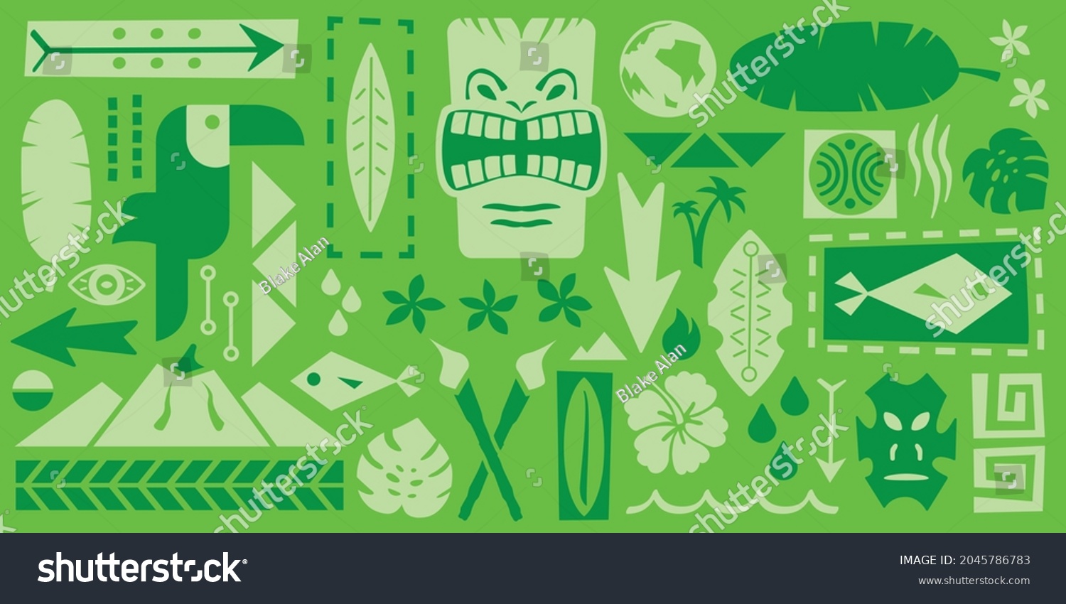 SVG of Tropical Tiki Graphics | Hawaiian Luau Icons | Polynesian Island Vibes | Vector South Pacific Symbols svg