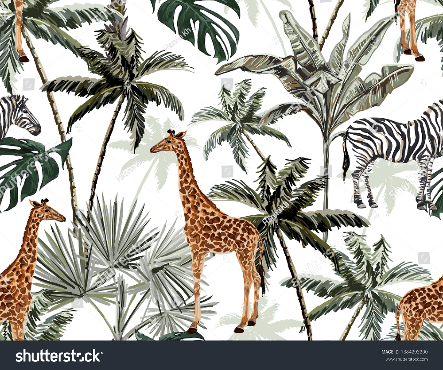 Tropical Vintage Palm Trees Cheetah Floral Stock Vector (Royalty Free ...