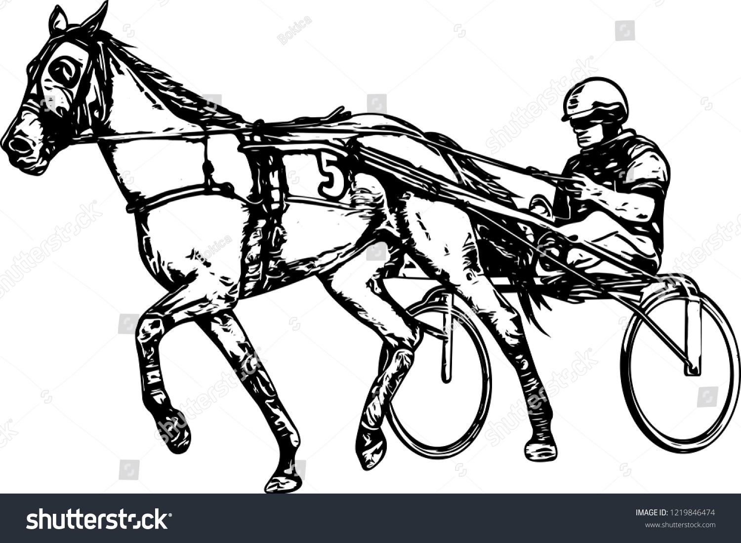 black and white horse racing action clip art preview