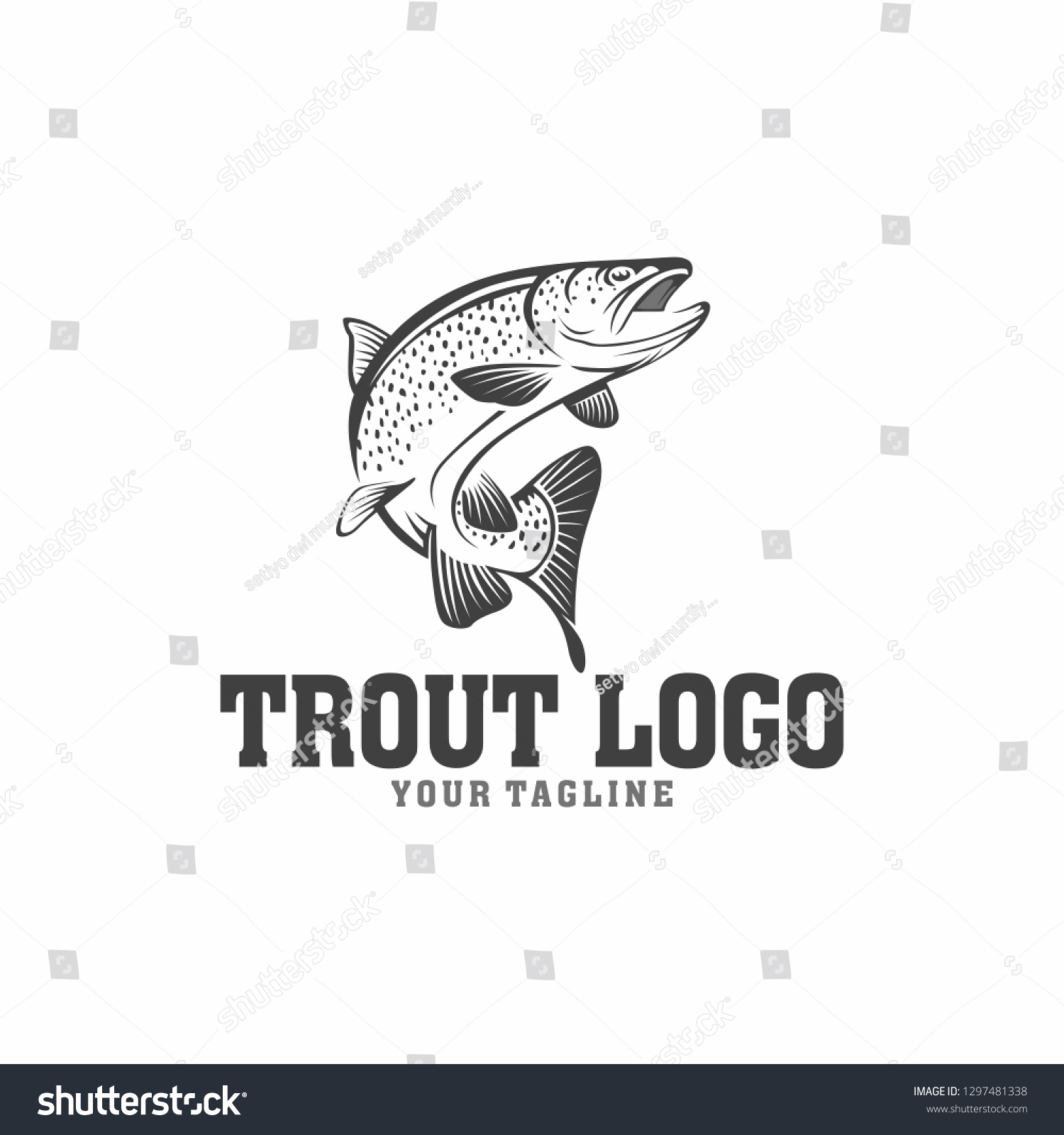 Trout Fishing Logo Tamplate Stock Vector (royalty Free) 1297481338