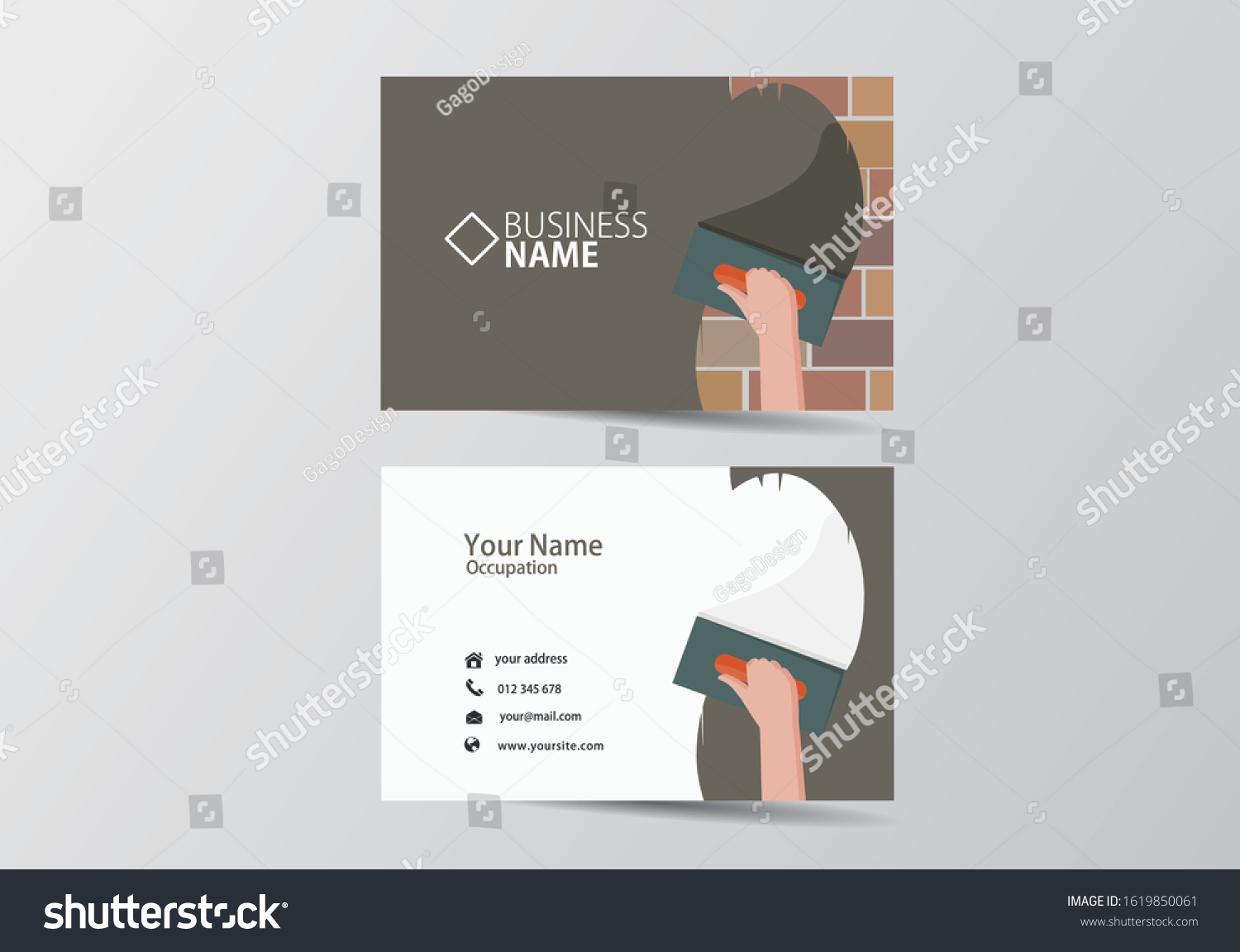 Trowel Plastering Modern Business Card Facade Stock Vector Pertaining To Plastering Business Cards Templates