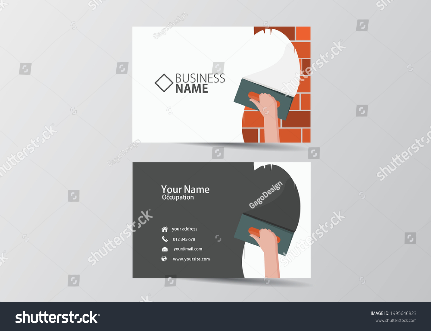 Trowel Plastering Modern Business Card Facade Stock Vector With Plastering Business Cards Templates