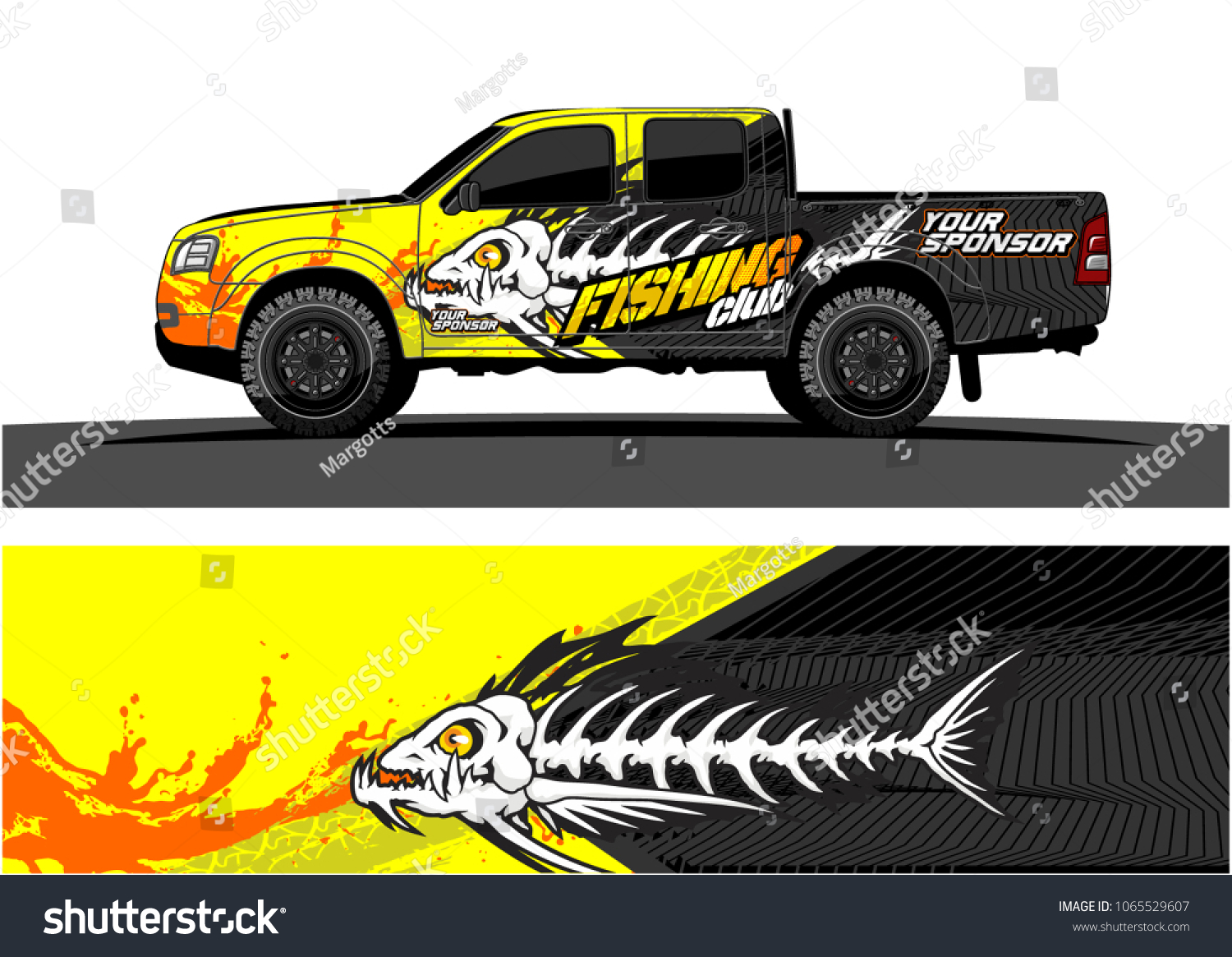 SVG of Truck Graphic. Cartoon of angry fish bones with grunge background svg
