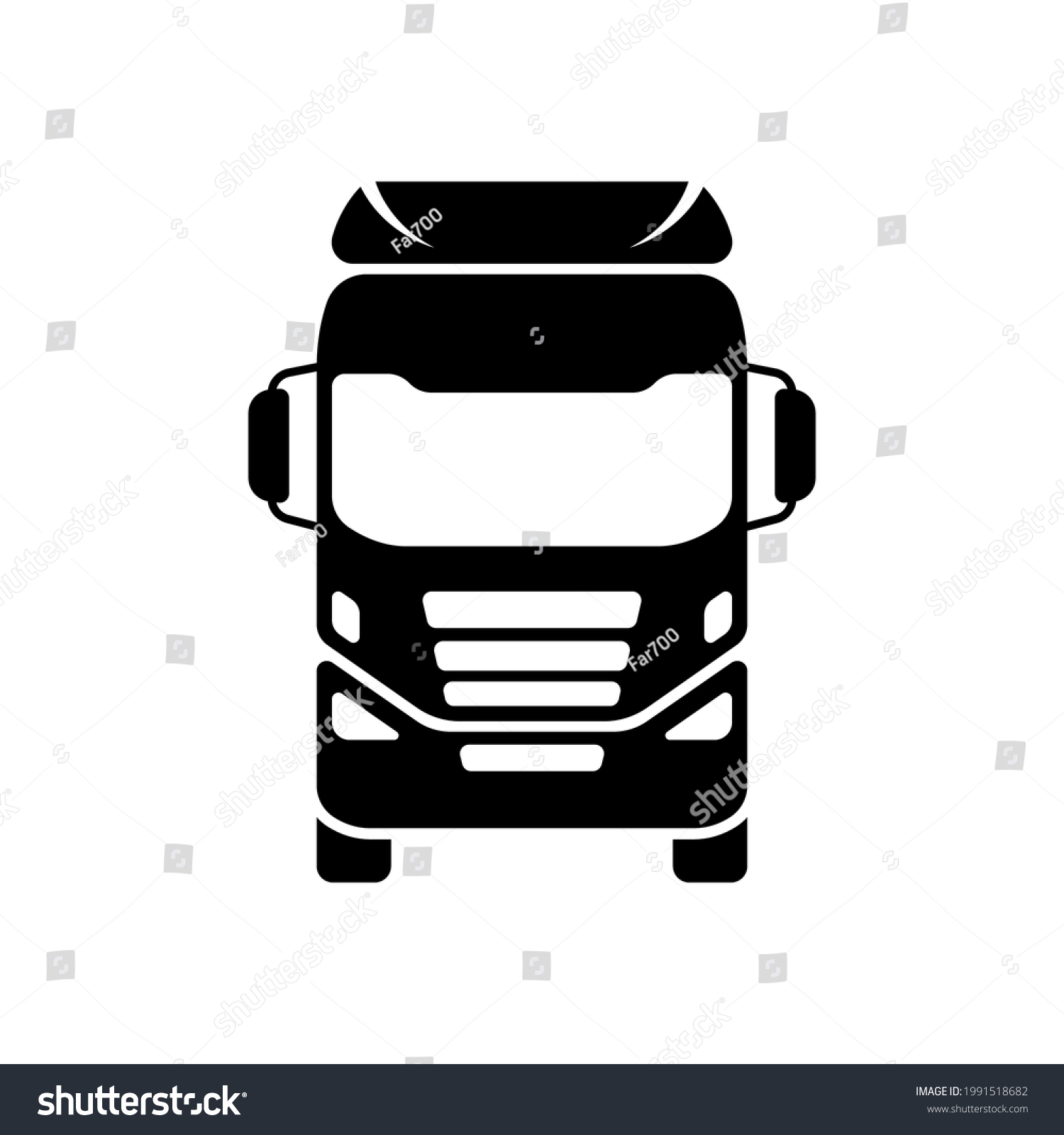 SVG of Truck icon. Trunk tractor. Black silhouette. Front view. Vector simple flat graphic illustration. The isolated object on a white background. Isolate. svg
