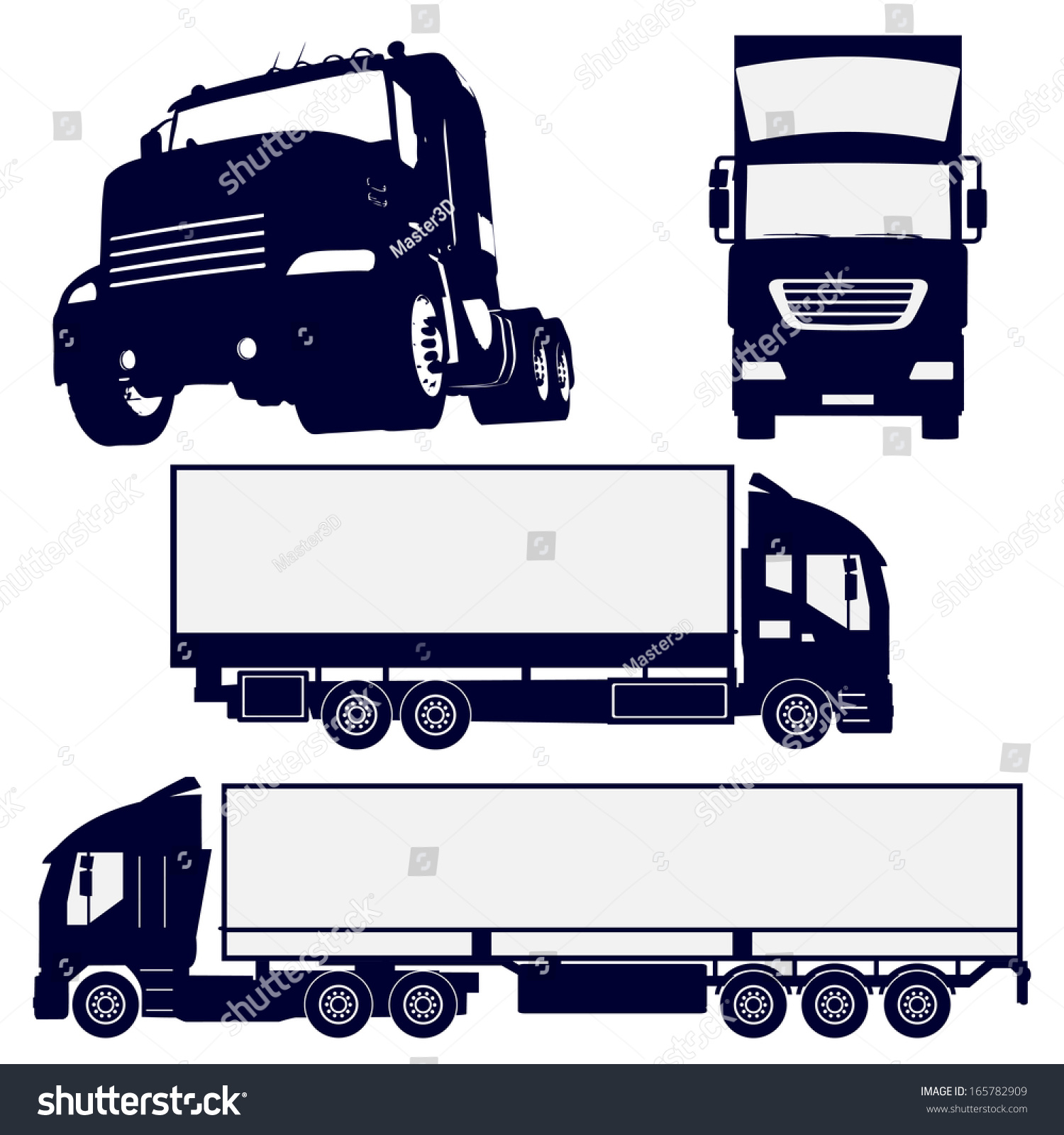 Truck Silhouettes Set Stock Vector 165782909 - Shutterstock