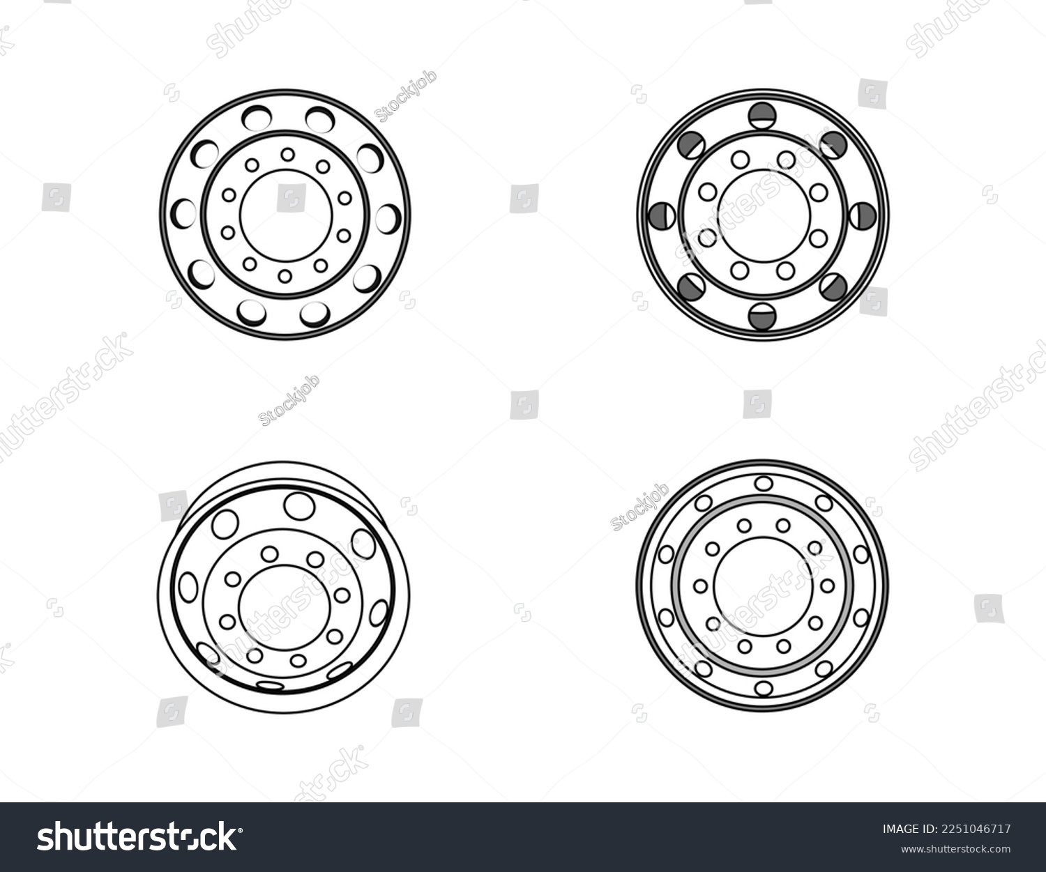 SVG of Truck wheel types set on white background, vector line svg
