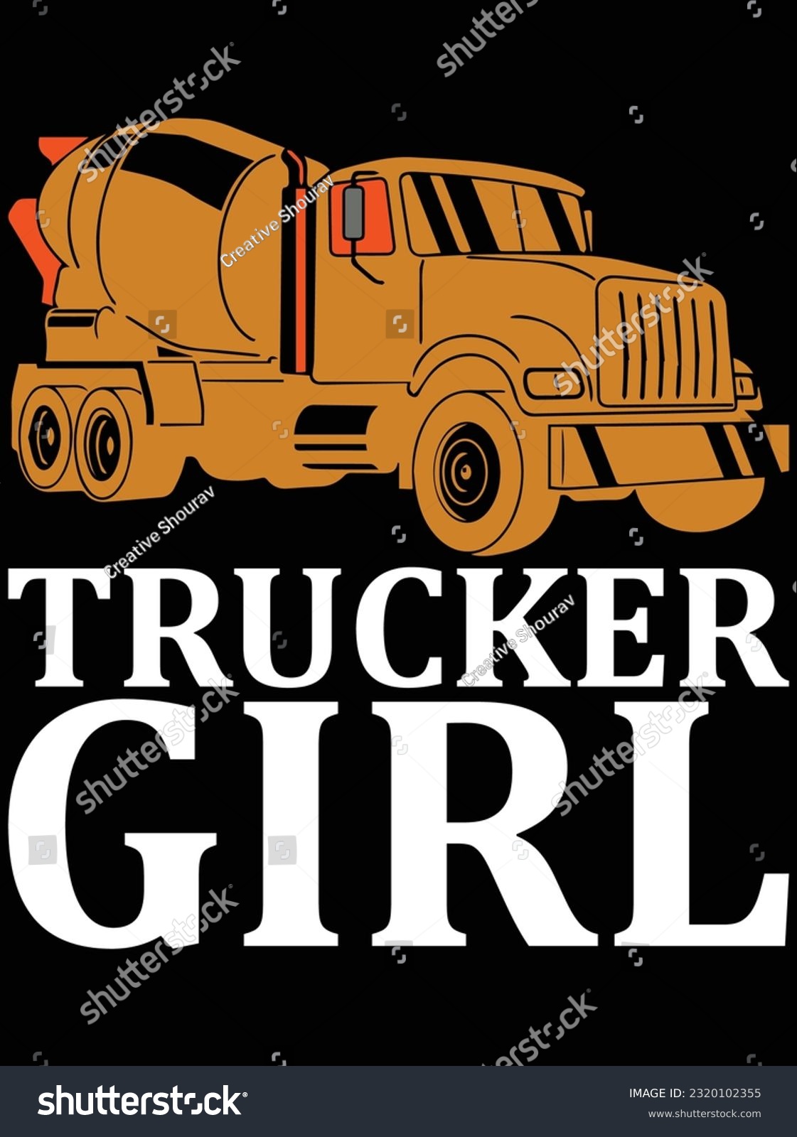 SVG of Trucker girl vector art design, eps file. design file for t-shirt. SVG, EPS cuttable design file svg