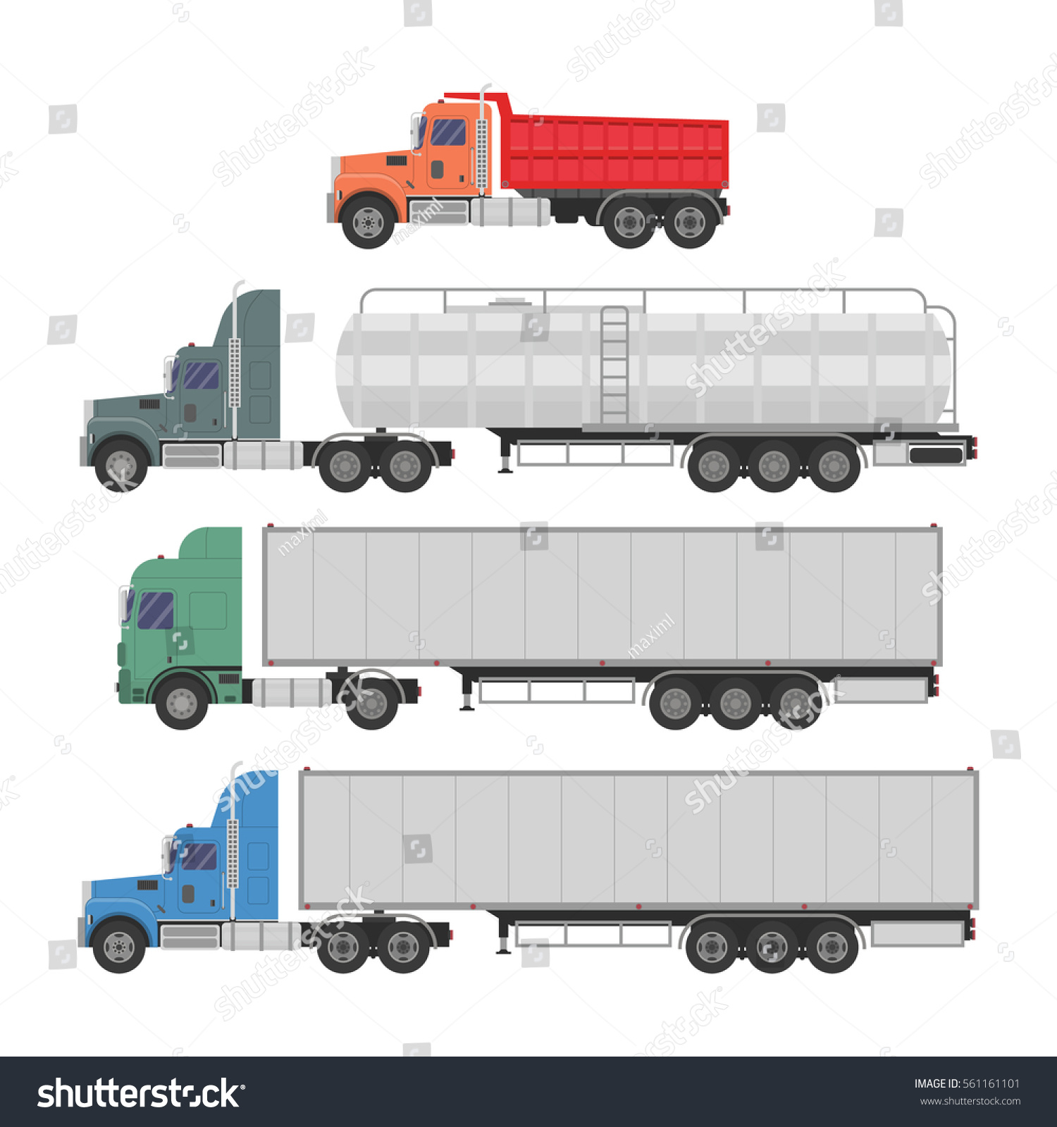 Trucks Trailers On White Background Vector Stock Vector (Royalty Free