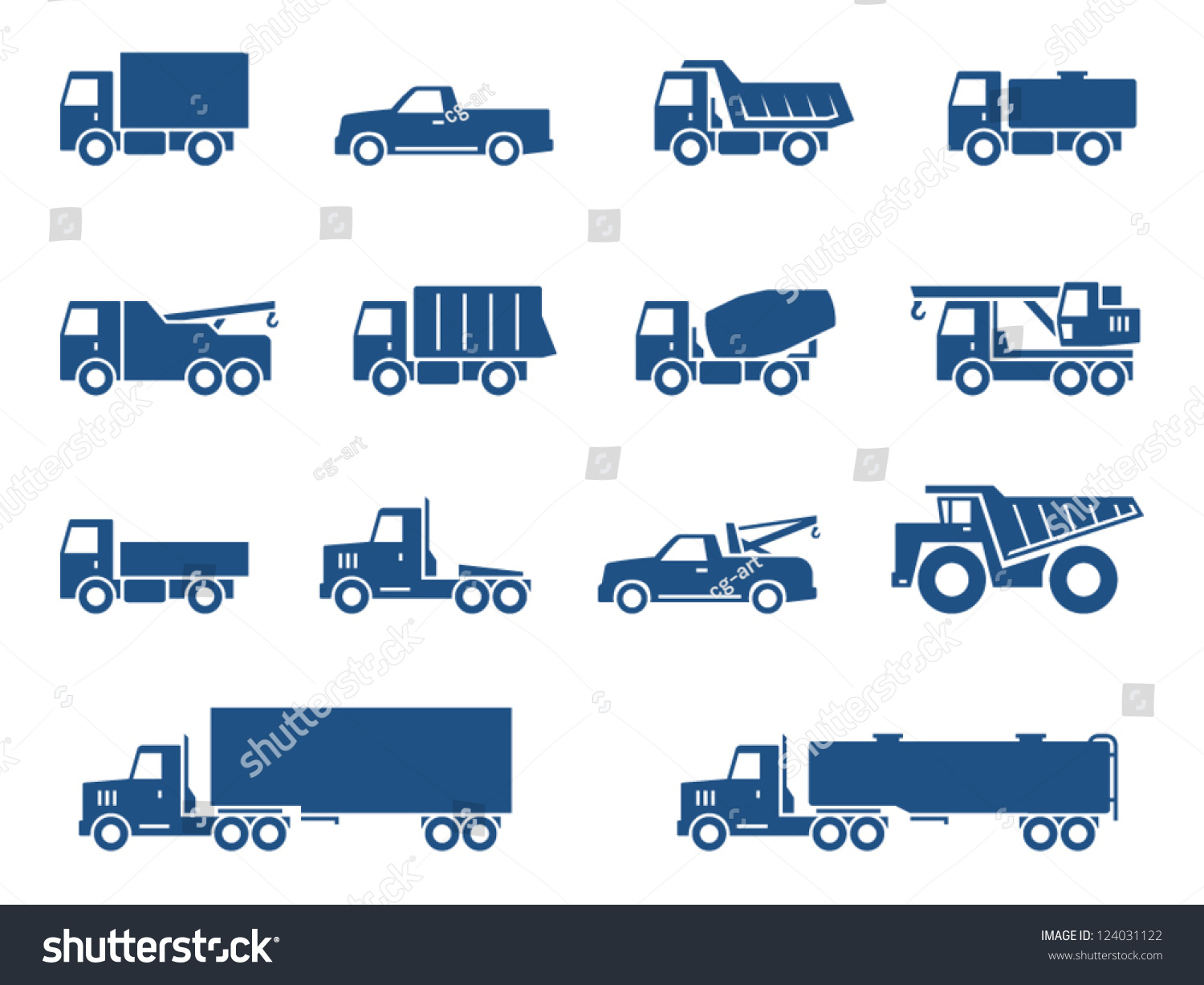 SVG of Trucks icons set. Vector silhouettes of vehicles svg